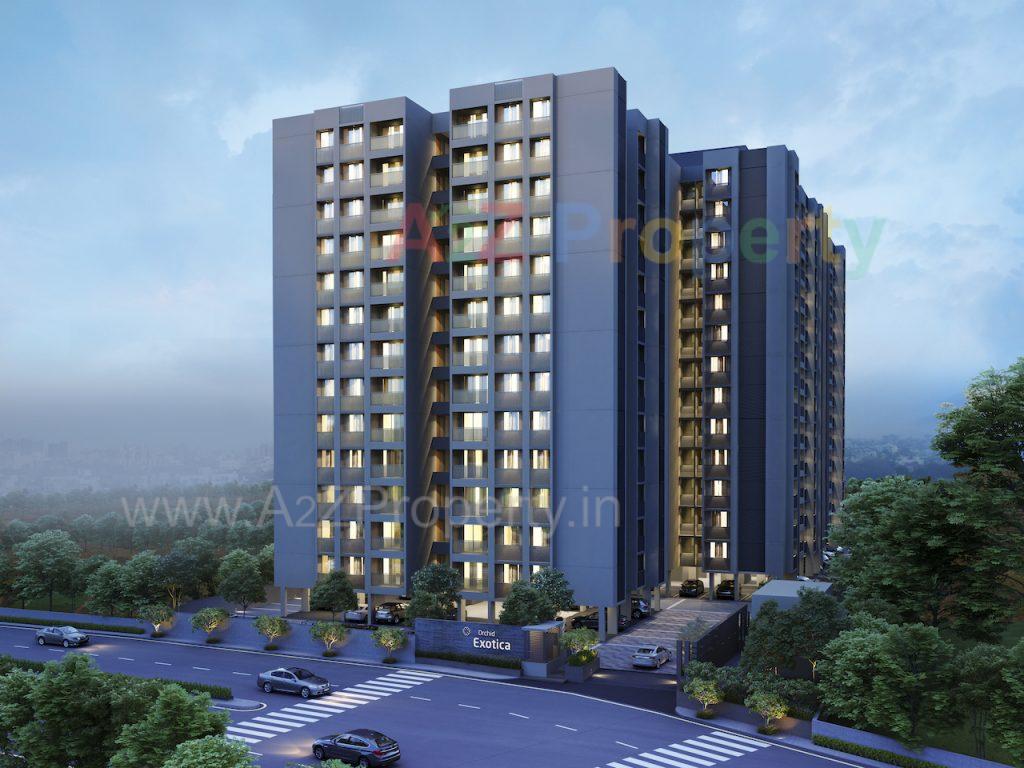 3D Elevation of real estate project Orchid Exotica located at Makarba, Ahmedabad, Gujarat