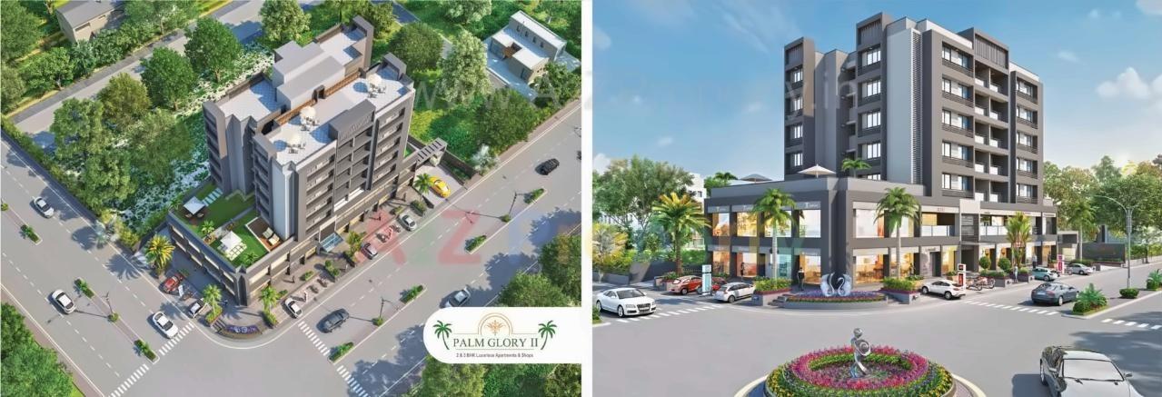 3D Elevation of real estate project Palm Glory located at Sola, Ahmedabad, Gujarat