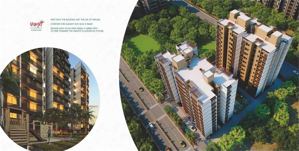 3D Elevation of real estate project Panchamrut Green located at Shilaj, Ahmedabad, Gujarat