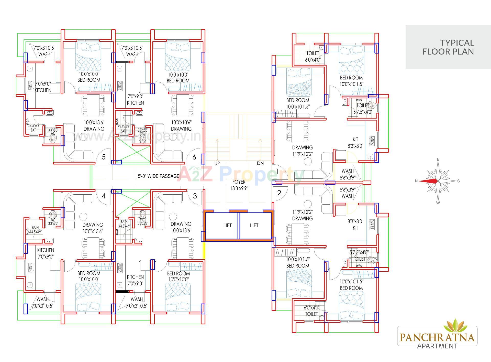Layout of real estate project Panchratna Apartment located at Fatehwadi, Ahmedabad, Gujarat