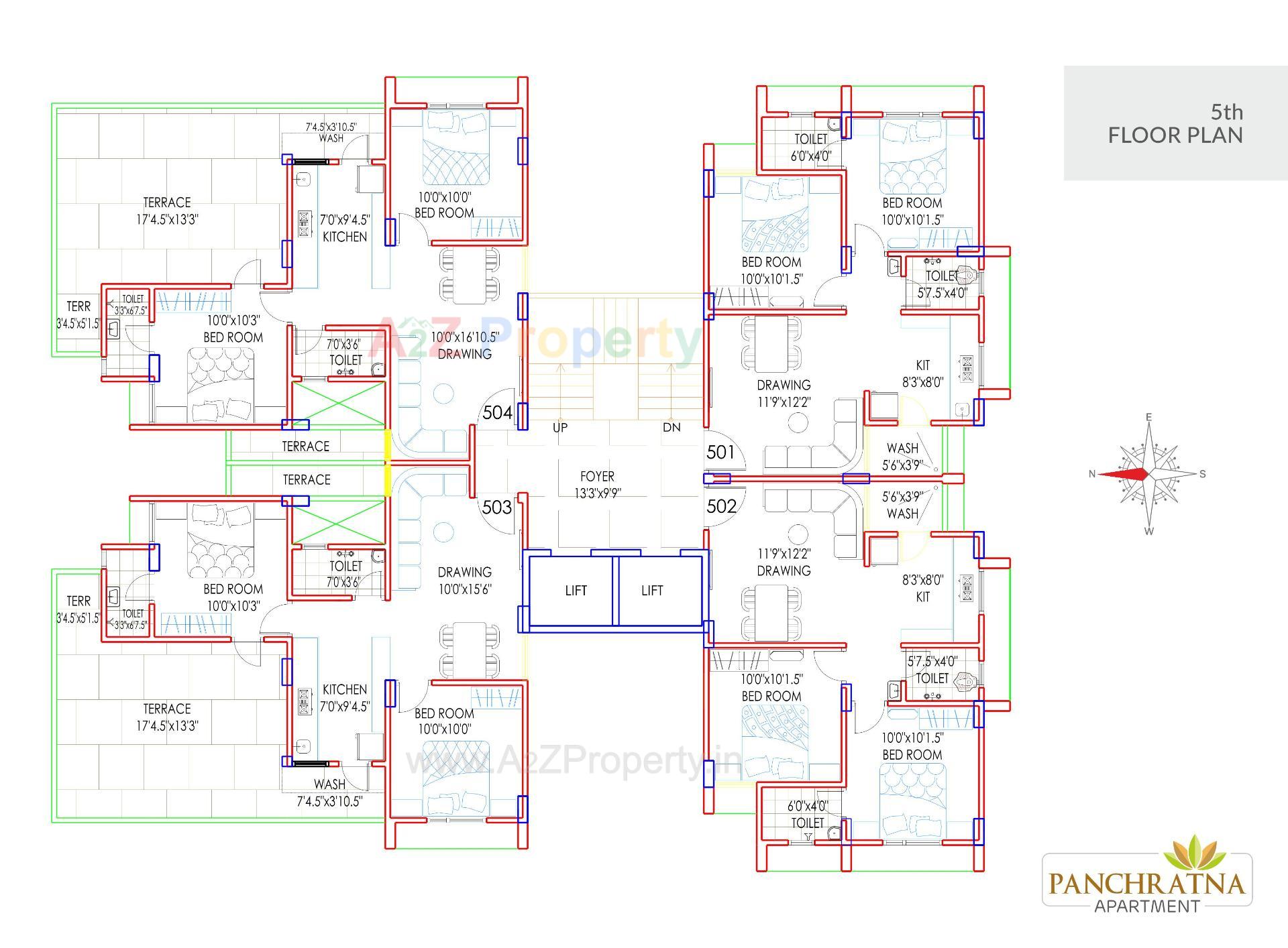 Layout of real estate project Panchratna Apartment located at Fatehwadi, Ahmedabad, Gujarat