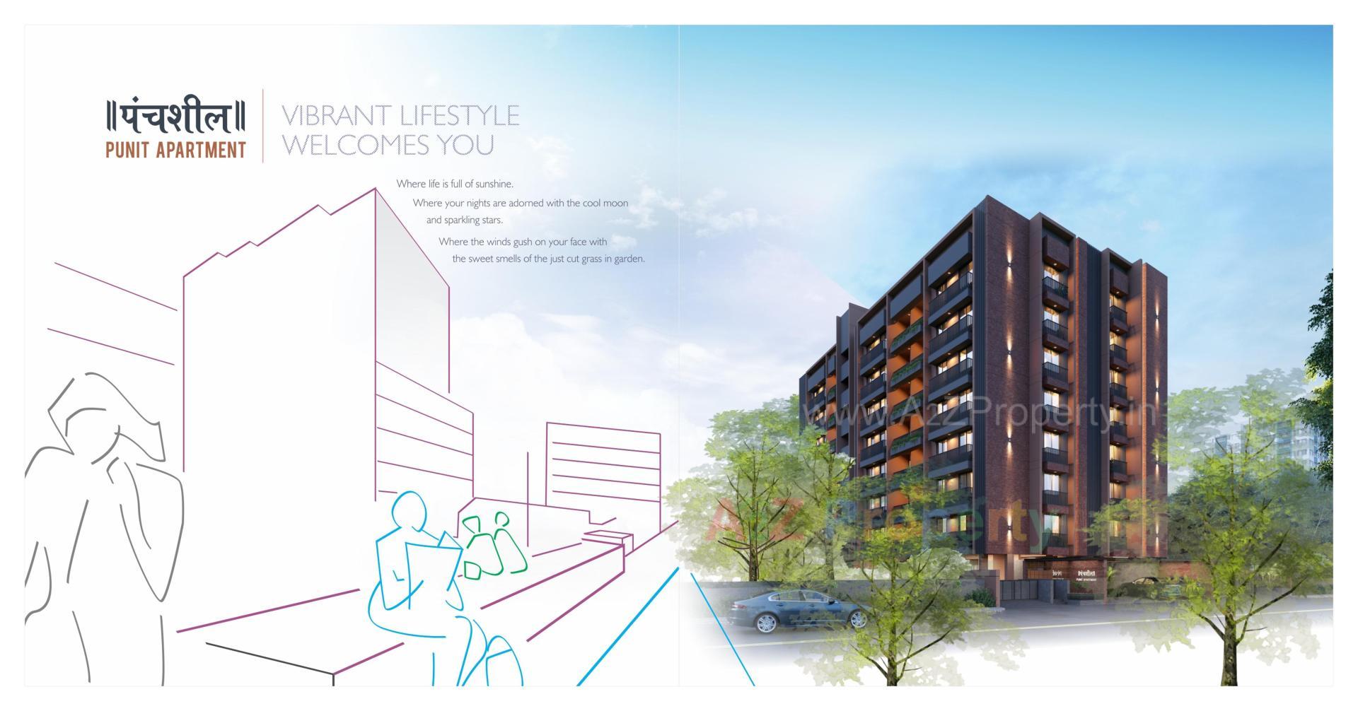 3D Elevation of real estate project Panchshil Punit Appartment located at Khokhra, Ahmedabad, Gujarat