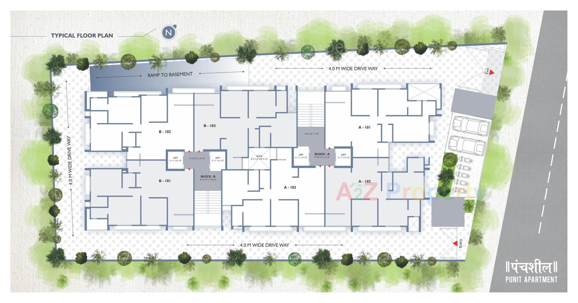 Layout of real estate project Panchshil Punit Appartment located at Khokhra, Ahmedabad, Gujarat