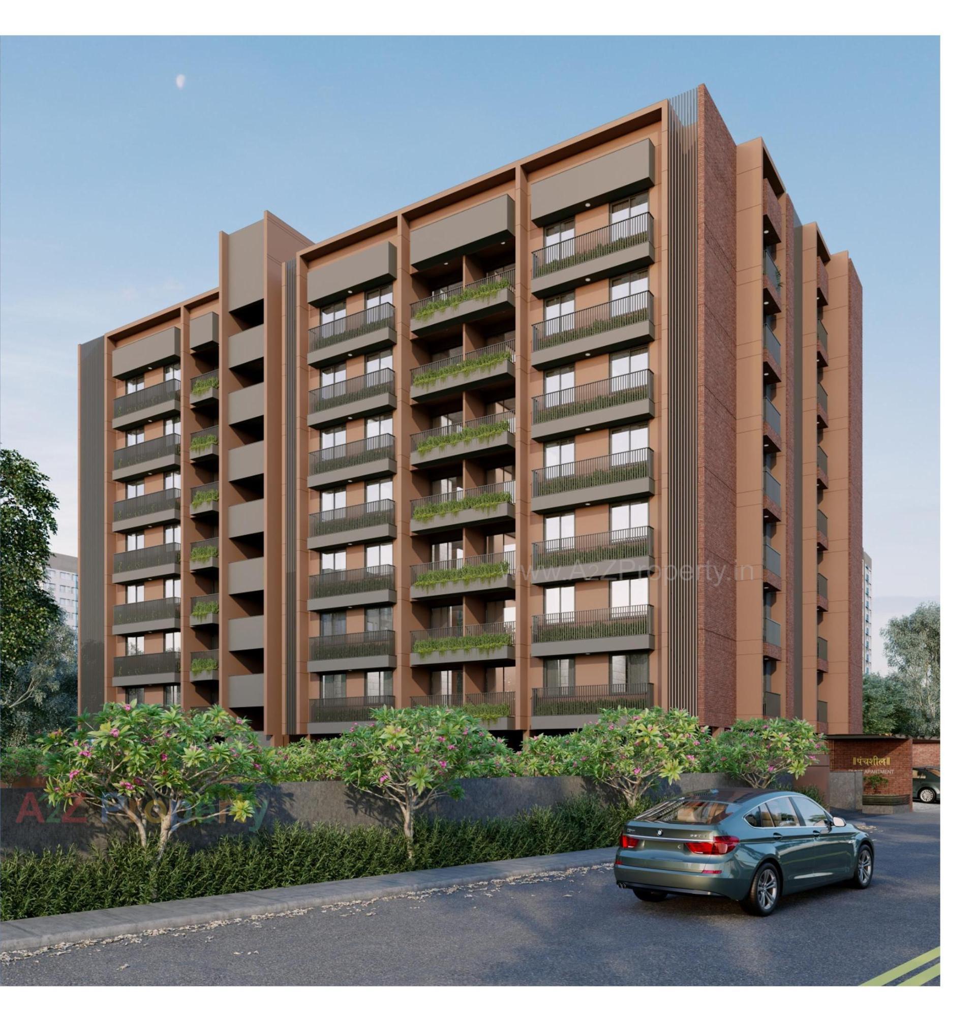 3D Elevation of real estate project Panchshil Punit Appartment located at Khokhra, Ahmedabad, Gujarat