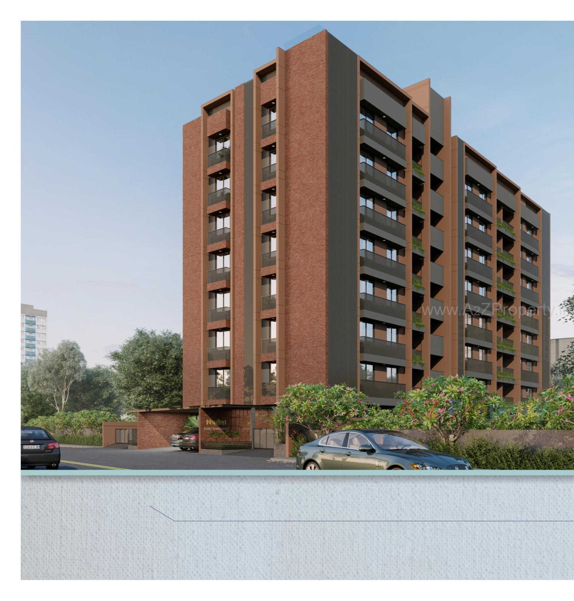 3D Elevation of real estate project Panchshil Punit Appartment located at Khokhra, Ahmedabad, Gujarat