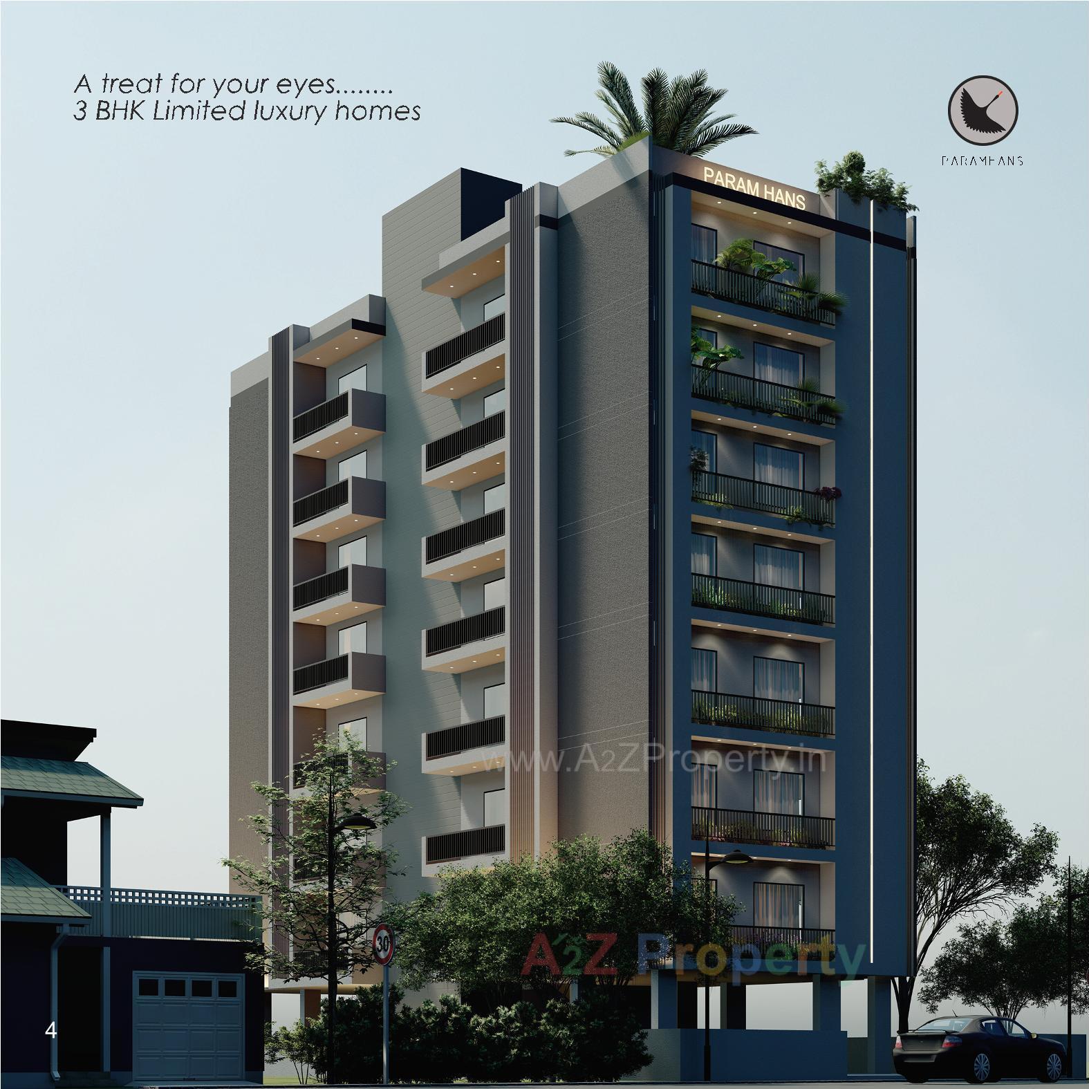 3D Elevation of real estate project Paramhans Appartment located at Vastrapur, Ahmedabad, Gujarat