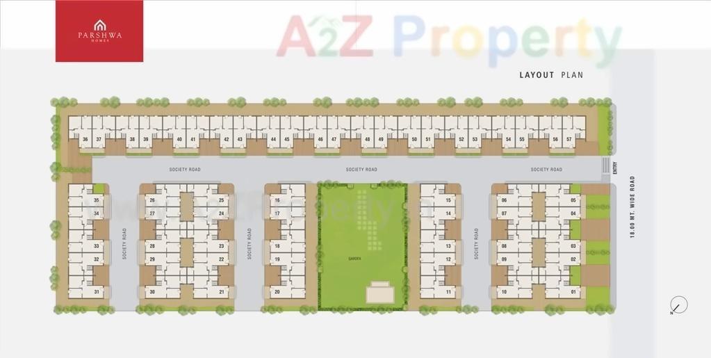 Layout of real estate project Parshwa Homes located at Sanand, Ahmedabad, Gujarat
