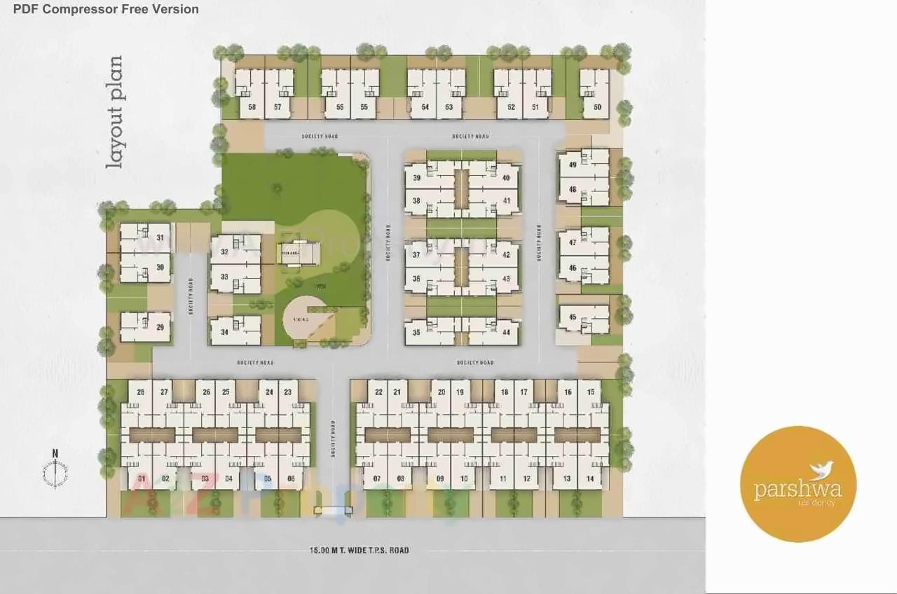 Layout of real estate project Parshwa Residency located at Hanspura, Ahmedabad, Gujarat