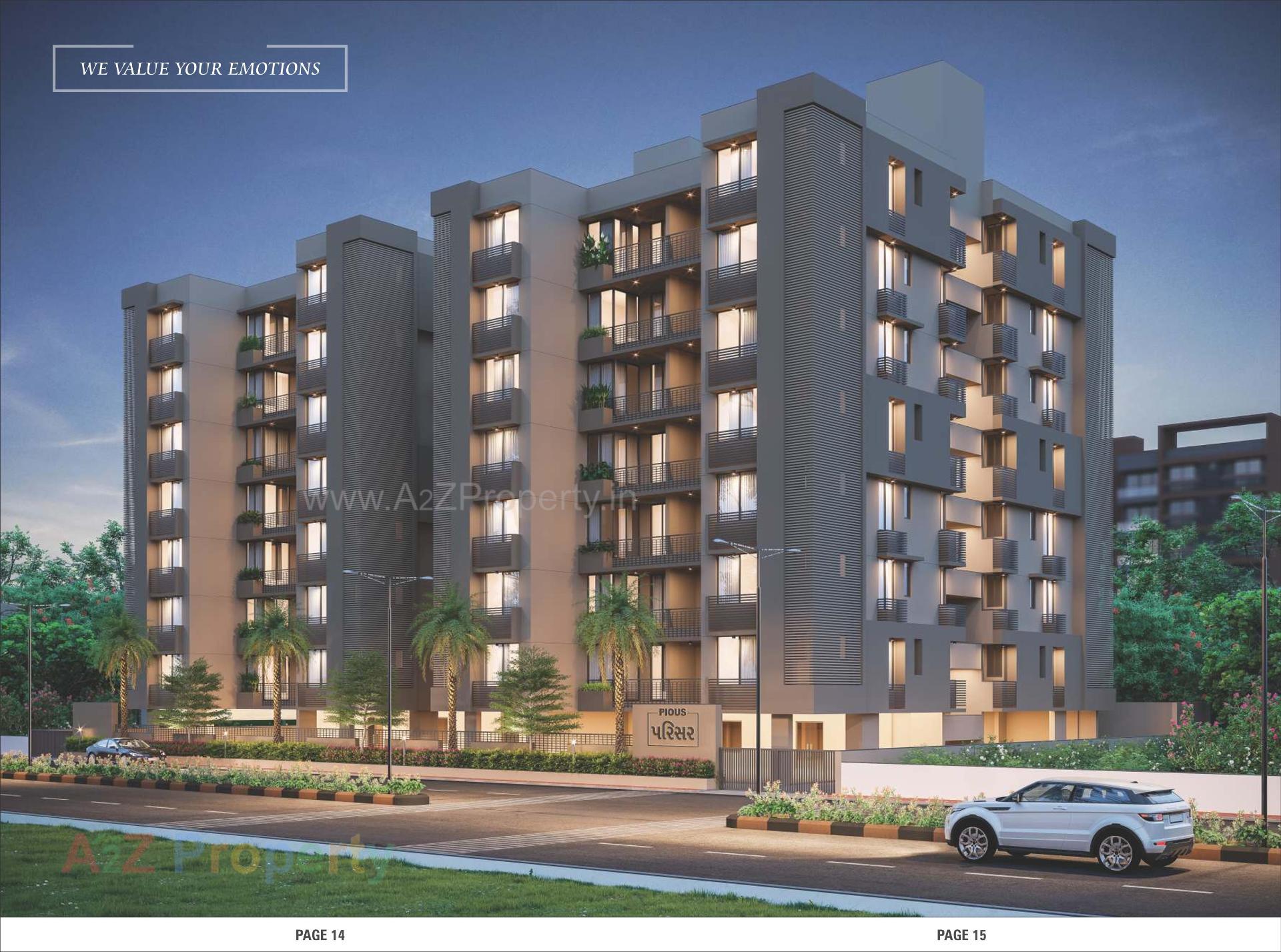 3D Elevation of real estate project Pious Parisar located at Chandkheda, Ahmedabad, Gujarat