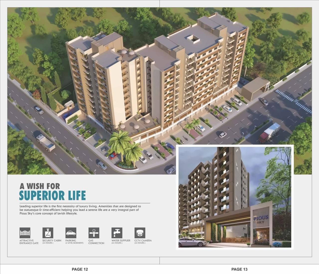 3D Elevation of real estate project Pious Sky located at Sabarmati, Ahmedabad, Gujarat