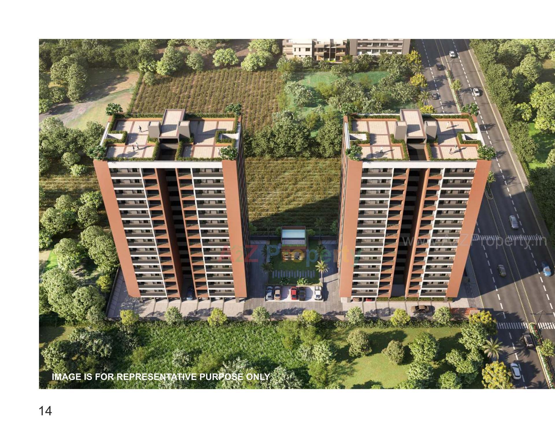 3D Elevation of real estate project Pooja Heights located at Laxmipura, Ahmedabad, Gujarat