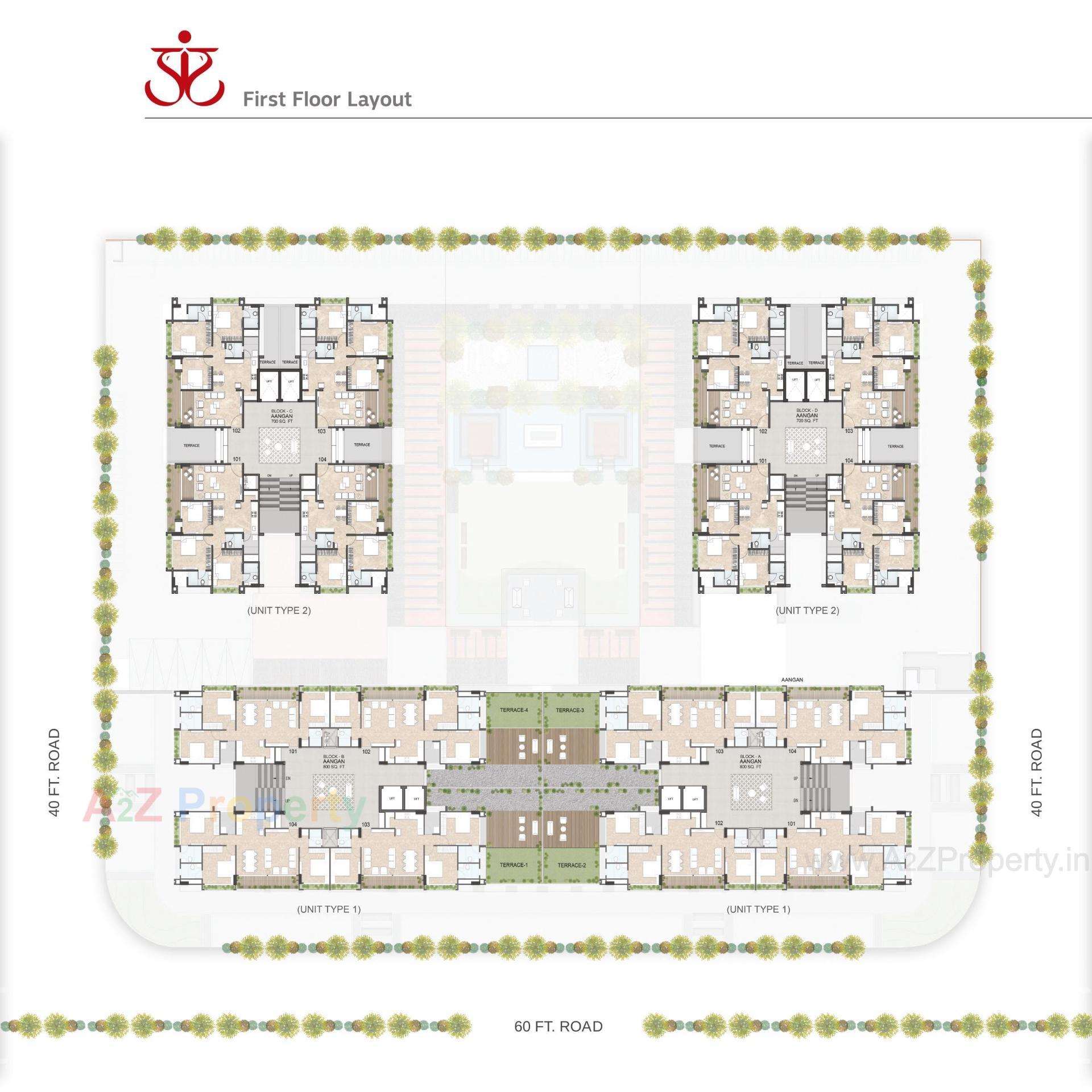 Layout of real estate project Praangan located at Chharodi, Ahmedabad, Gujarat