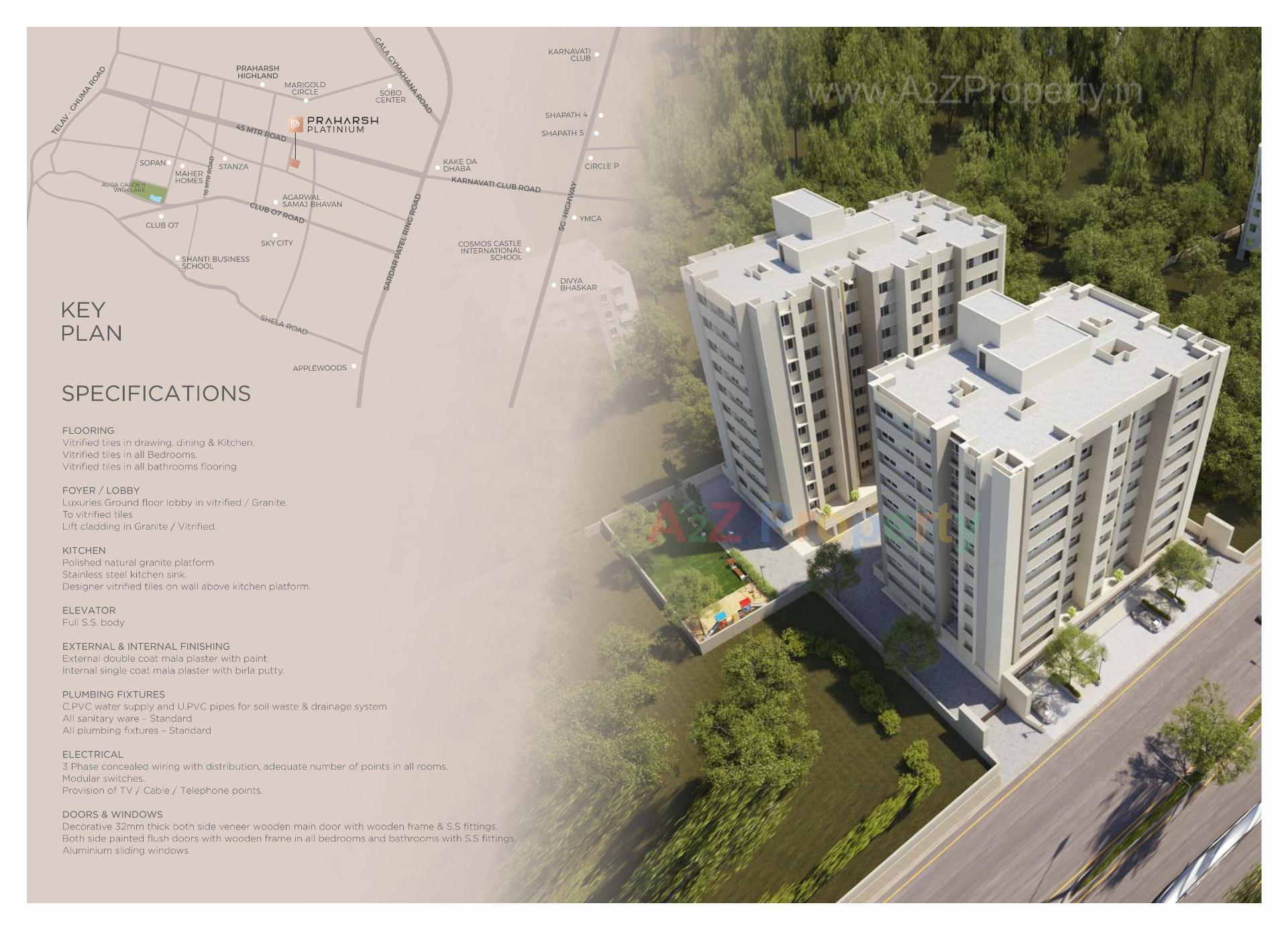 3D Elevation of real estate project Praharsh Platinium located at Ghuma, Ahmedabad, Gujarat