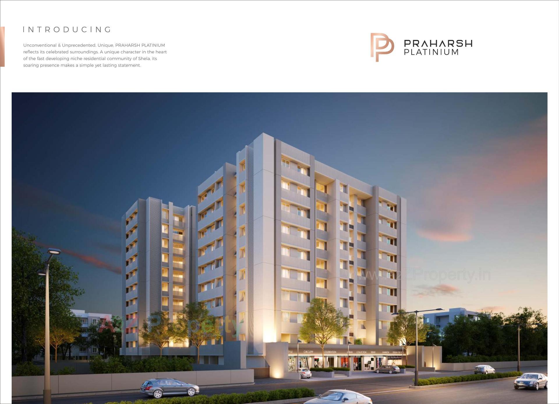 3D Elevation of real estate project Praharsh Platinium located at Ghuma, Ahmedabad, Gujarat