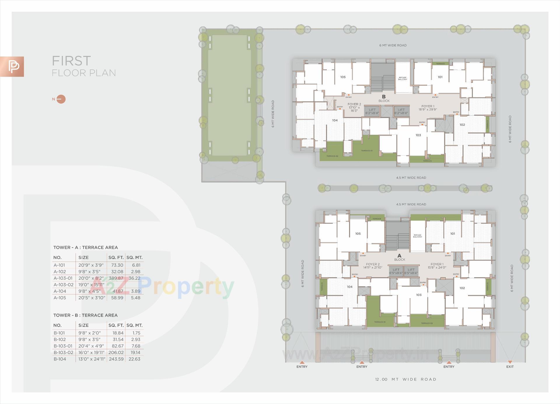 Layout of real estate project Praharsh Platinium located at Ghuma, Ahmedabad, Gujarat