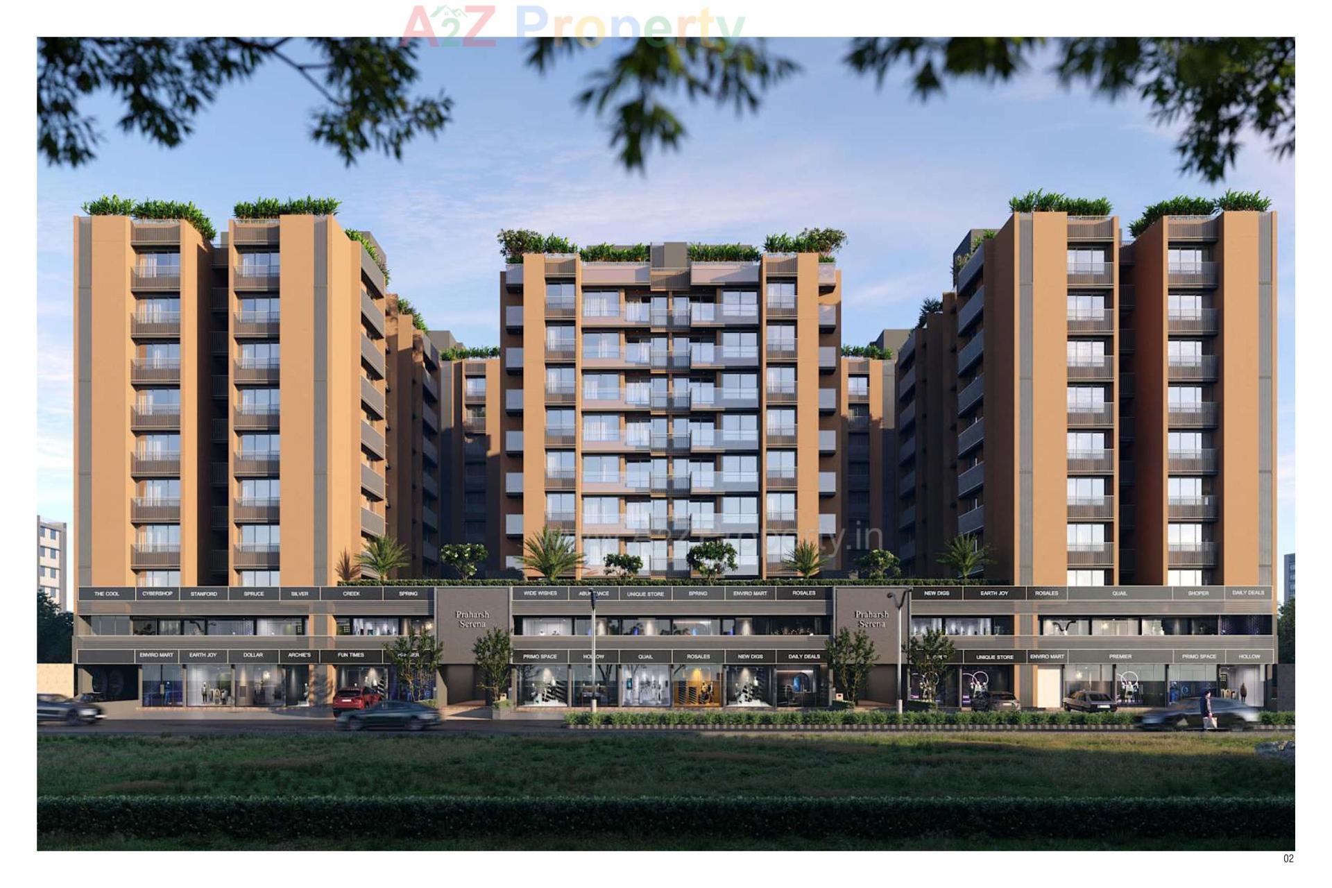 3D Elevation of real estate project Praharsh Serena located at Ghuma, Ahmedabad, Gujarat
