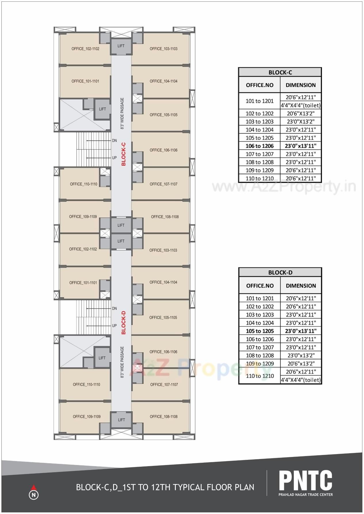Layout of real estate project Prahladnagar Trade Centre located at Vejalpur, Ahmedabad, Gujarat