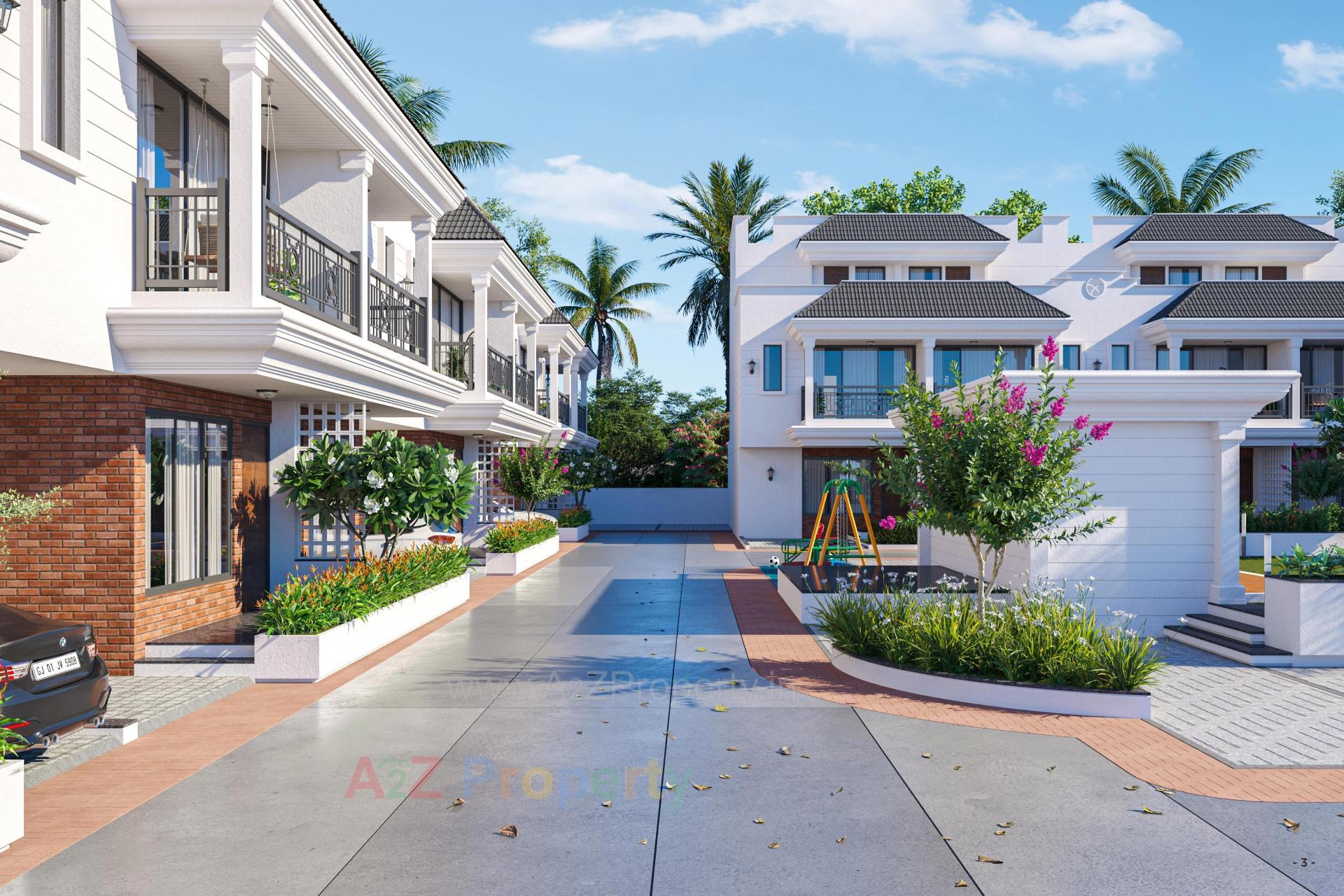 3D Elevation of real estate project Prarthna Bungalows located at Ahmedabad, Ahmedabad, Gujarat