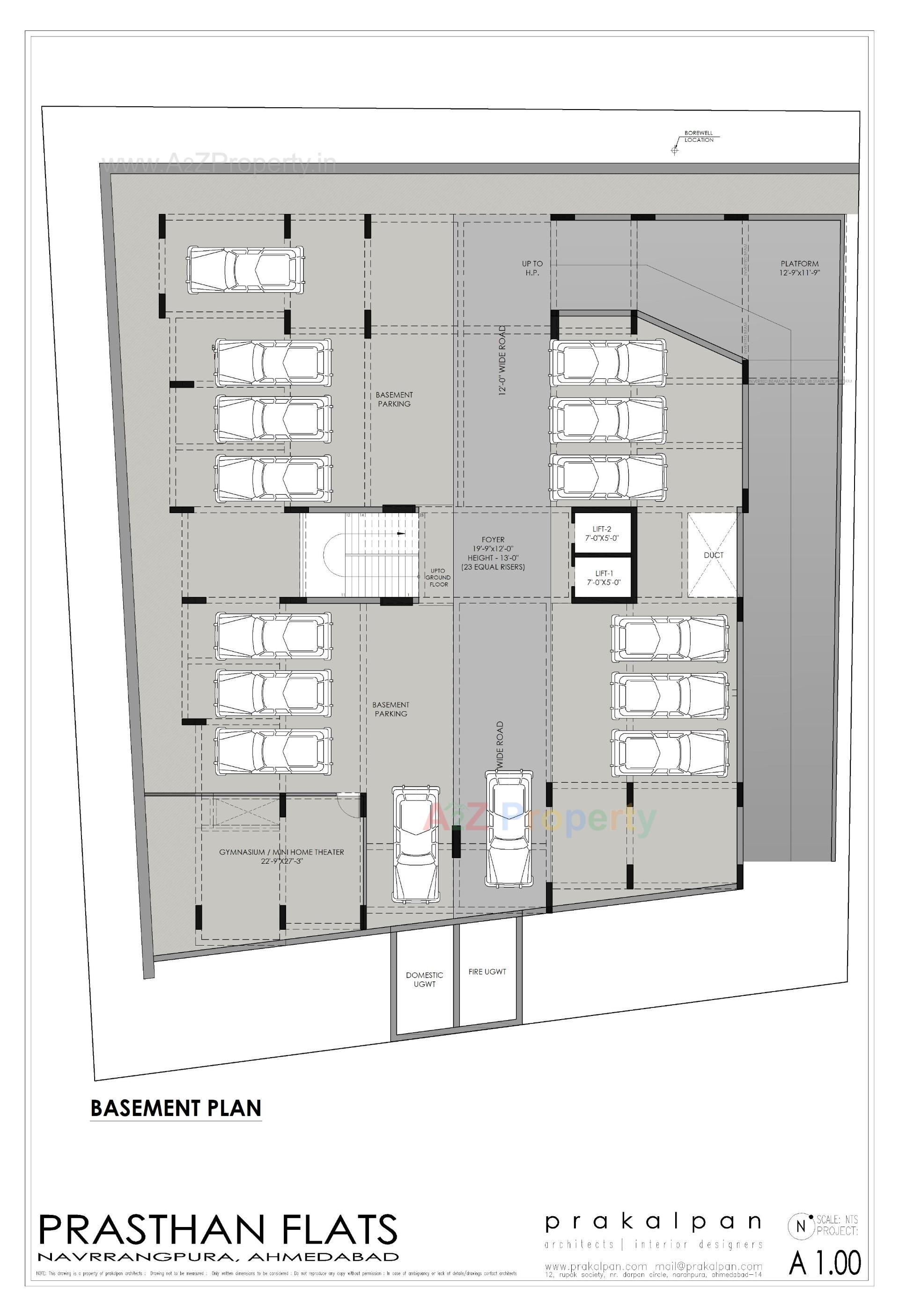 Layout of real estate project Prasthan Appartments located at Memnagar, Ahmedabad, Gujarat