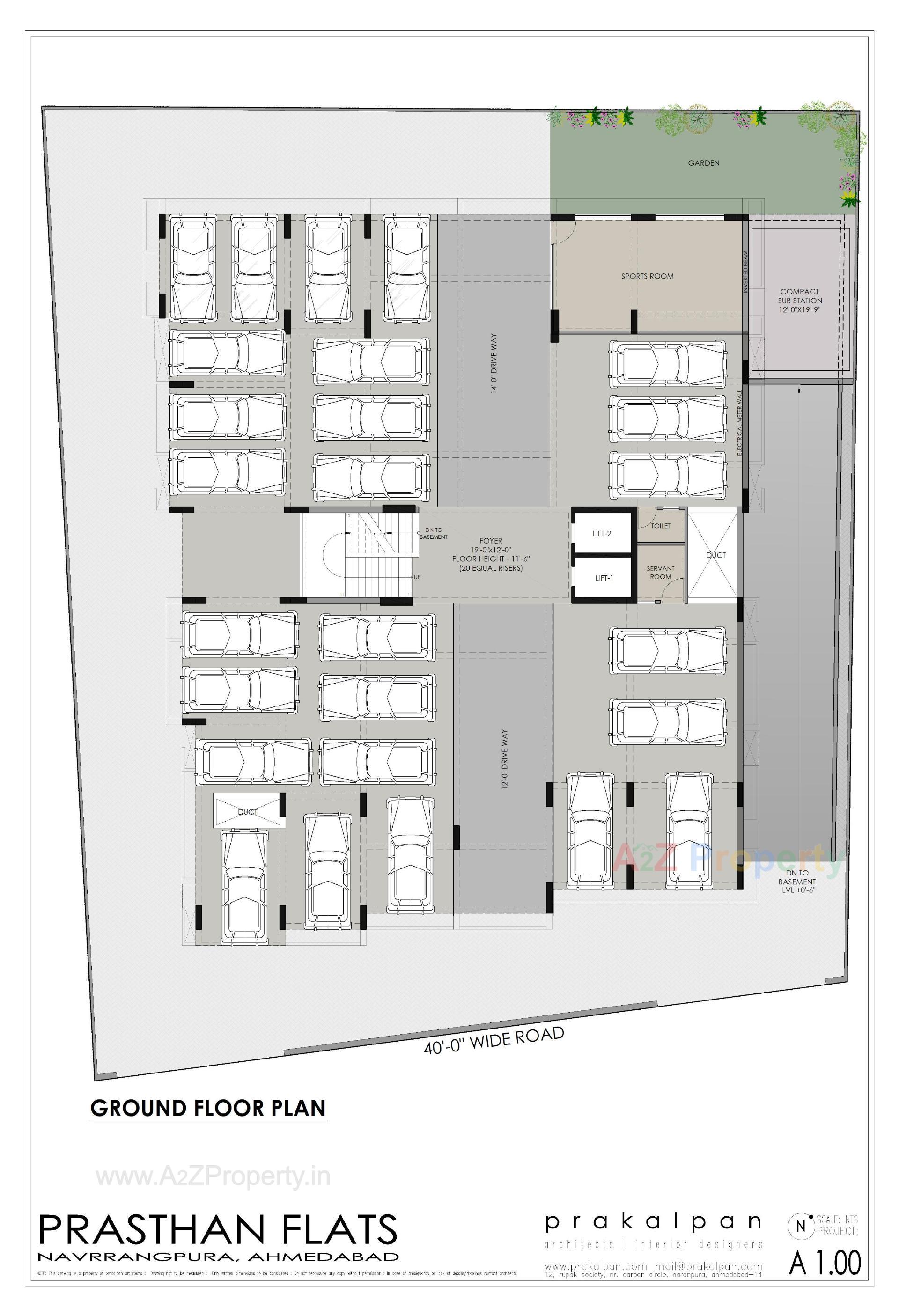Layout of real estate project Prasthan Appartments located at Memnagar, Ahmedabad, Gujarat