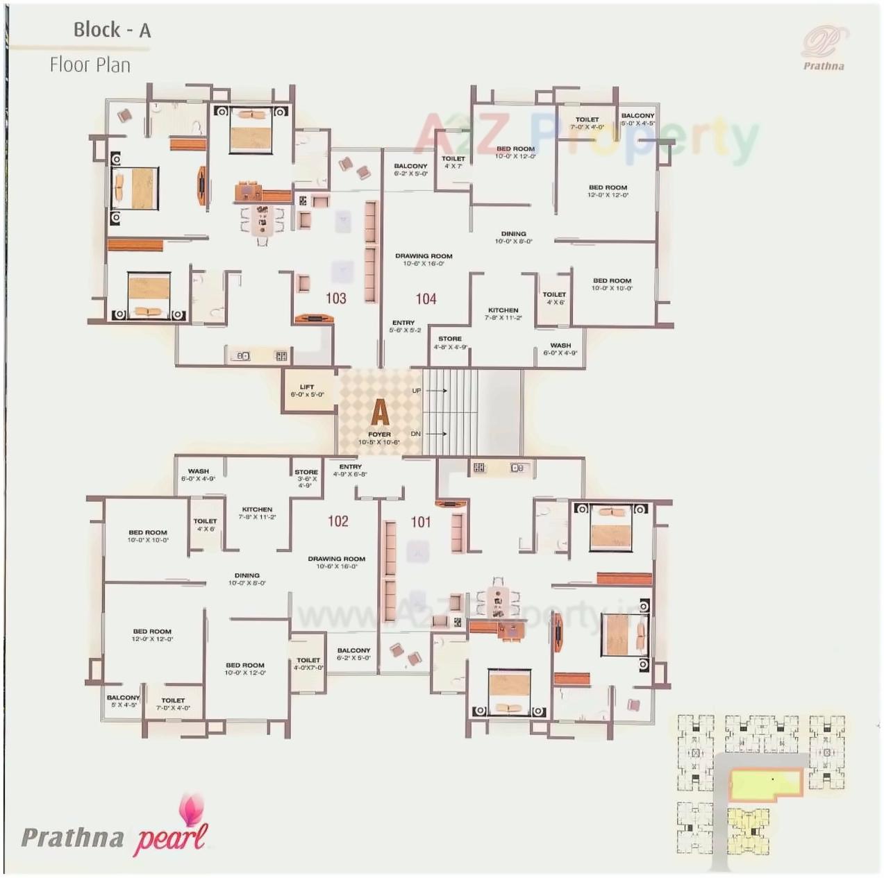 Layout of real estate project Prathna Pearl located at Gota, Ahmedabad, Gujarat