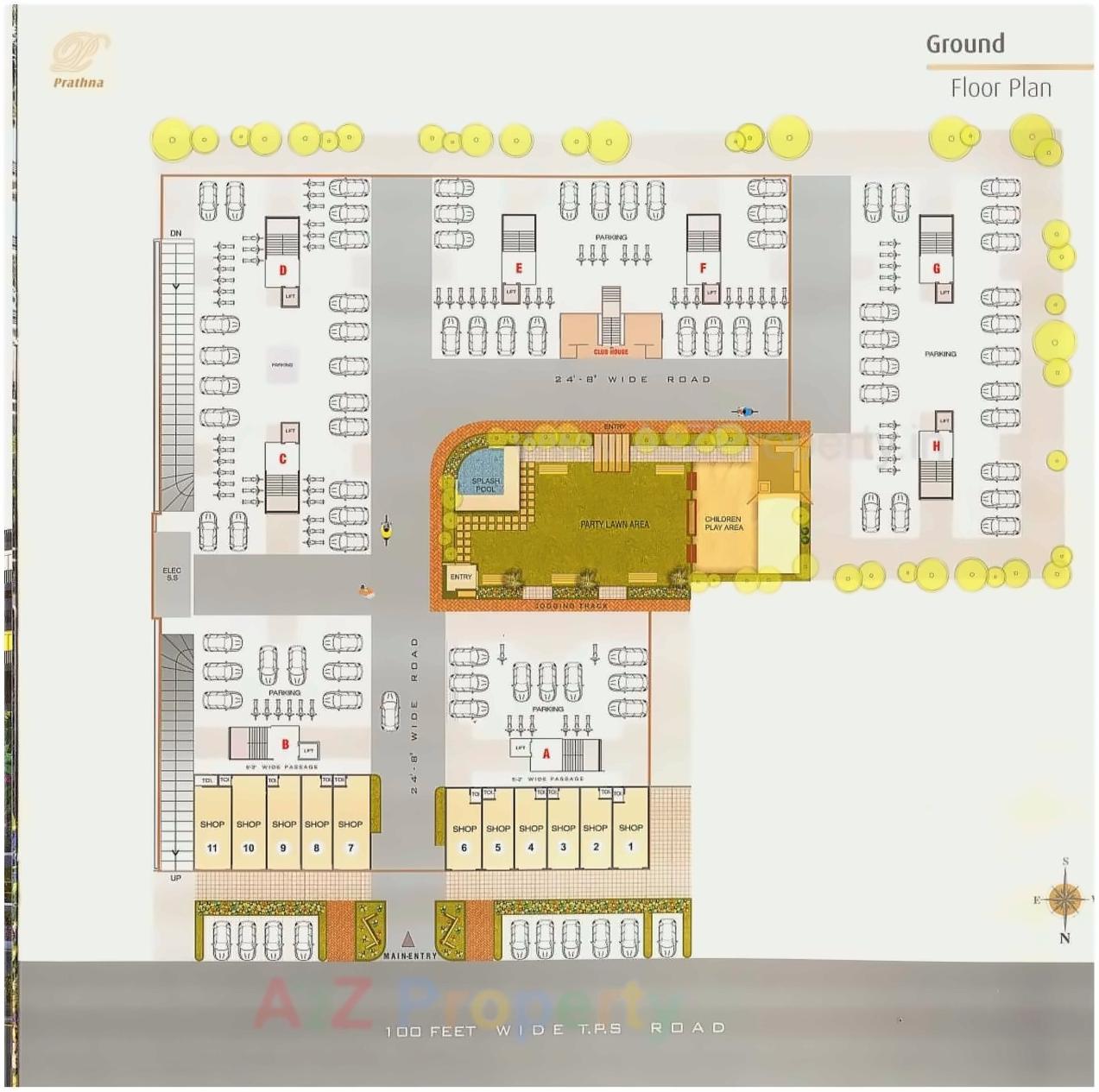 Layout of real estate project Prathna Pearl located at Gota, Ahmedabad, Gujarat