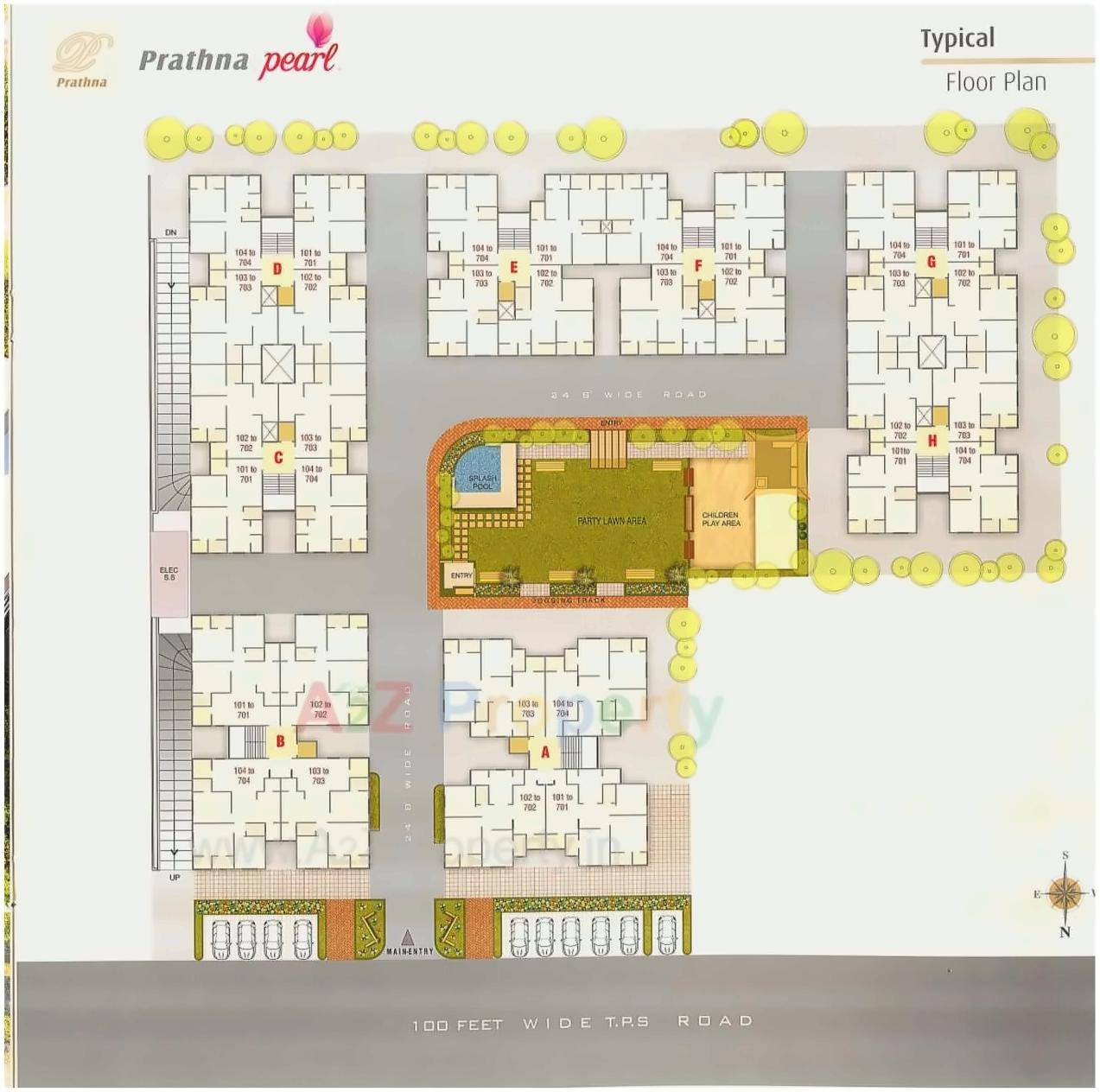 Layout of real estate project Prathna Pearl located at Gota, Ahmedabad, Gujarat