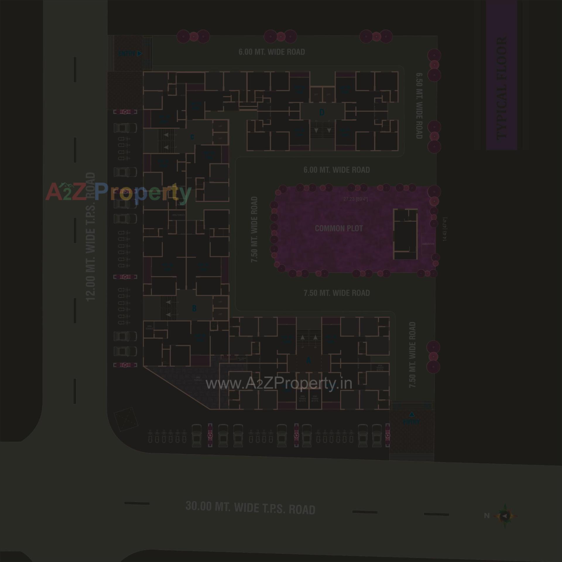 Layout of real estate project Pratishtha Icon located at Hanspura, Ahmedabad, Gujarat