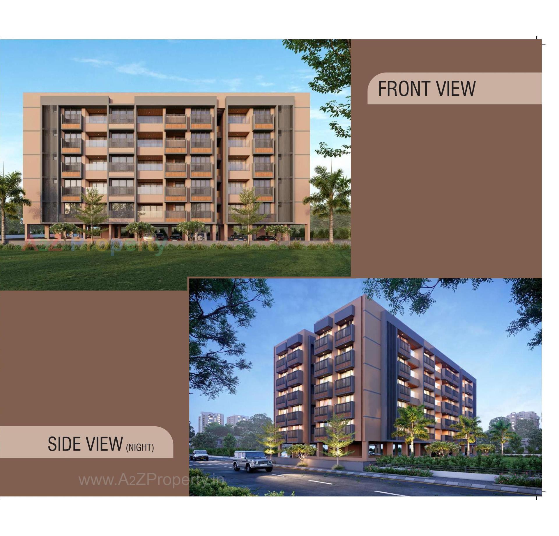 3D Elevation of real estate project Pushkar Apartment located at Gulbai-tekra, Ahmedabad, Gujarat