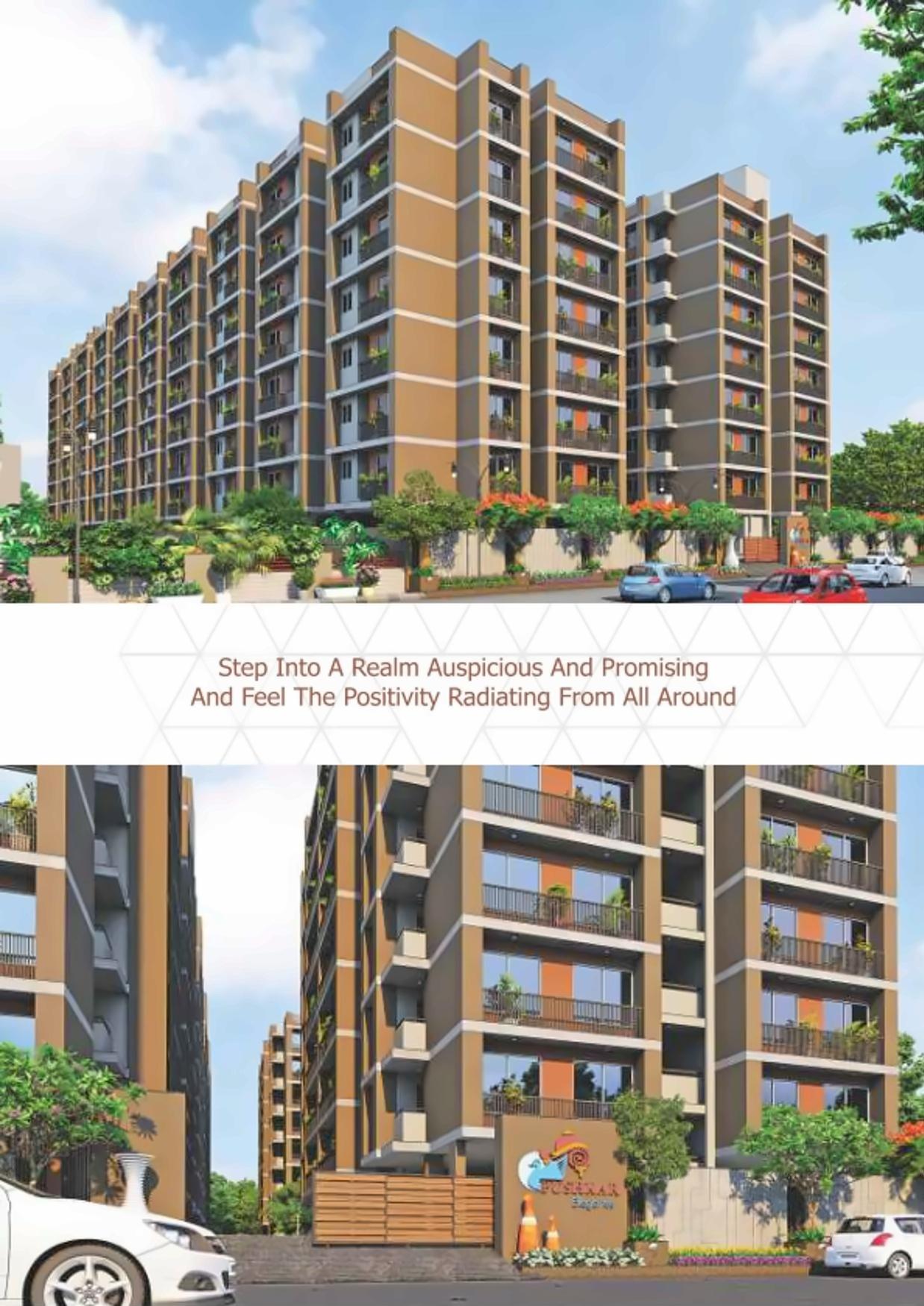 3D Elevation of real estate project Pushkar Elegance located at Isanpur, Ahmedabad, Gujarat