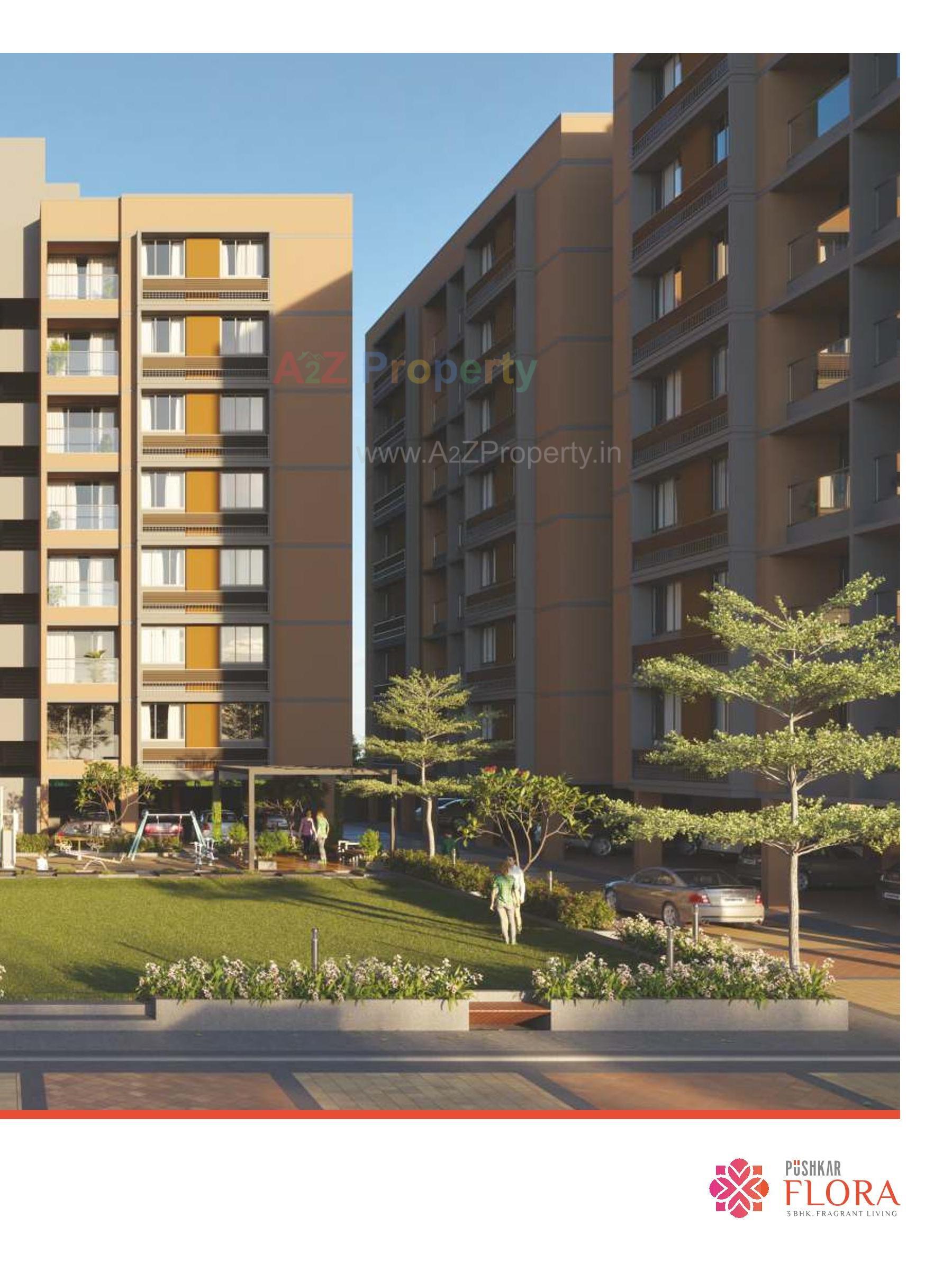 3D Elevation of real estate project Pushkar Flora located at Isanpur, Ahmedabad, Gujarat