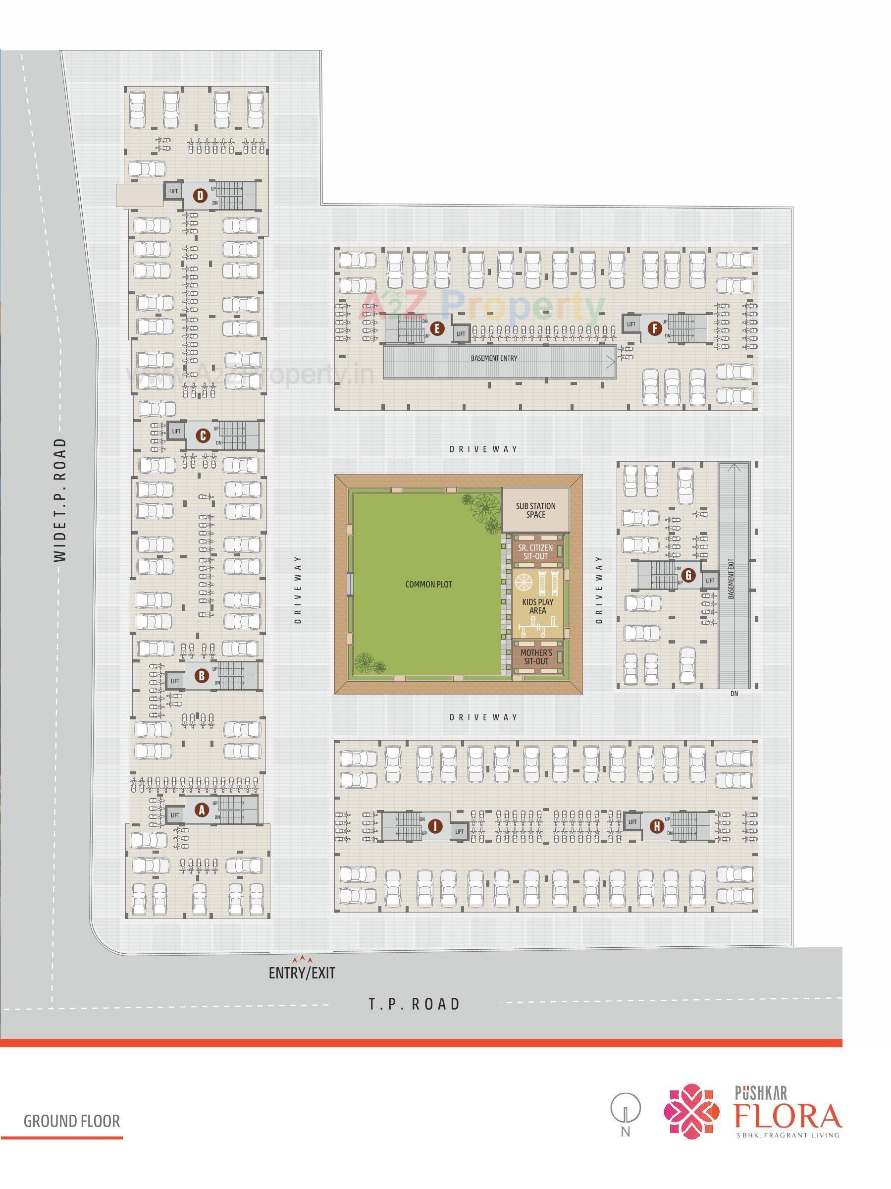Layout of real estate project Pushkar Flora located at Isanpur, Ahmedabad, Gujarat