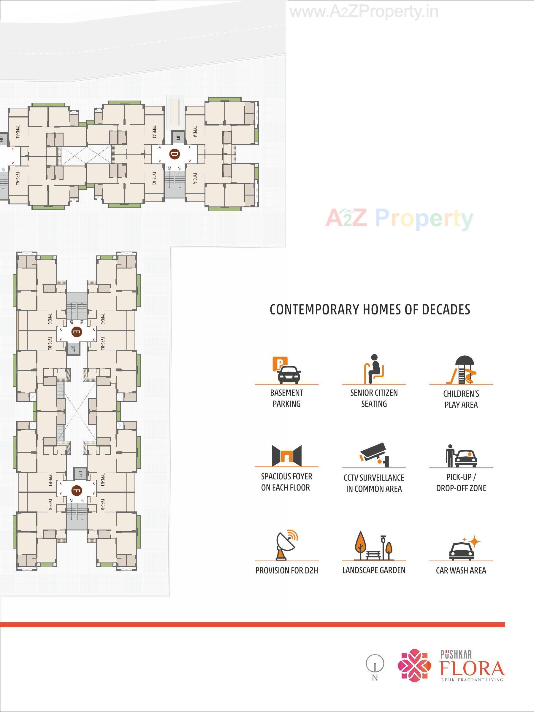 Layout of real estate project Pushkar Flora located at Isanpur, Ahmedabad, Gujarat
