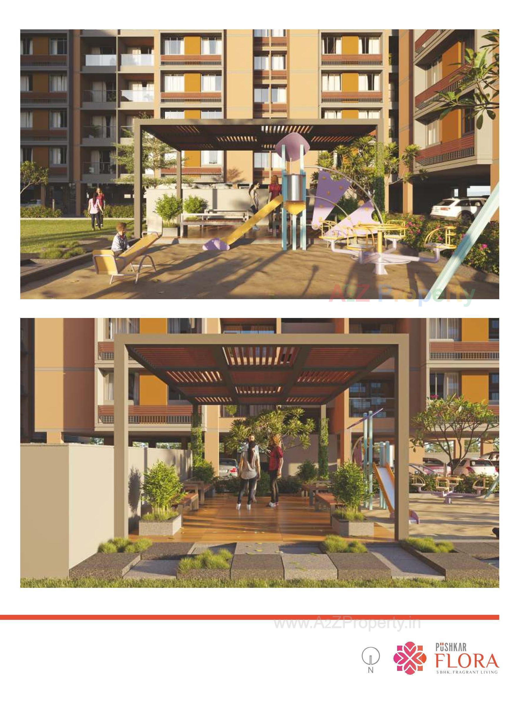 3D Elevation of real estate project Pushkar Flora located at Isanpur, Ahmedabad, Gujarat