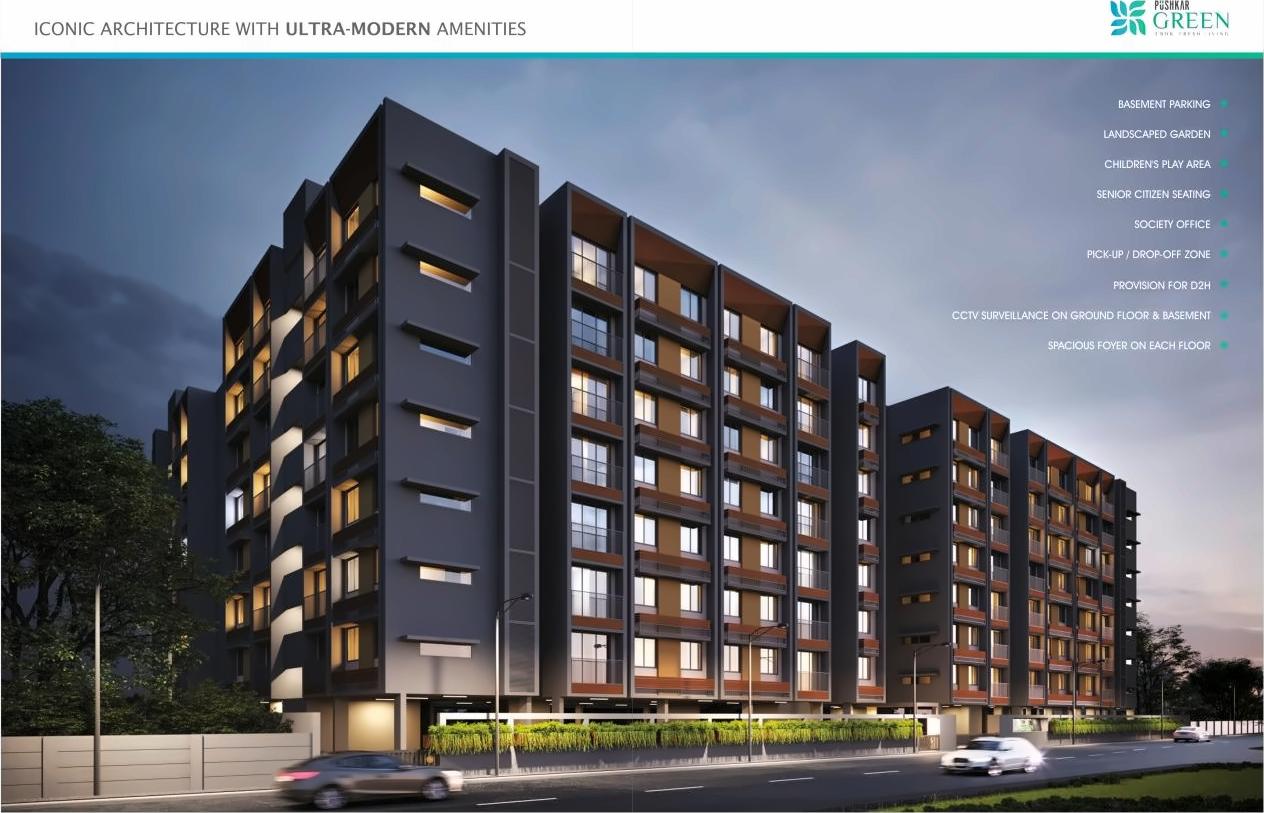 3D Elevation of real estate project Pushkar Green located at Isanpur, Ahmedabad, Gujarat