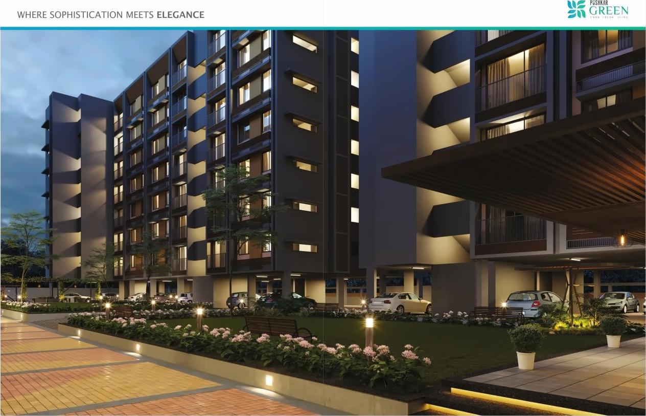 3D Elevation of real estate project Pushkar Green located at Isanpur, Ahmedabad, Gujarat