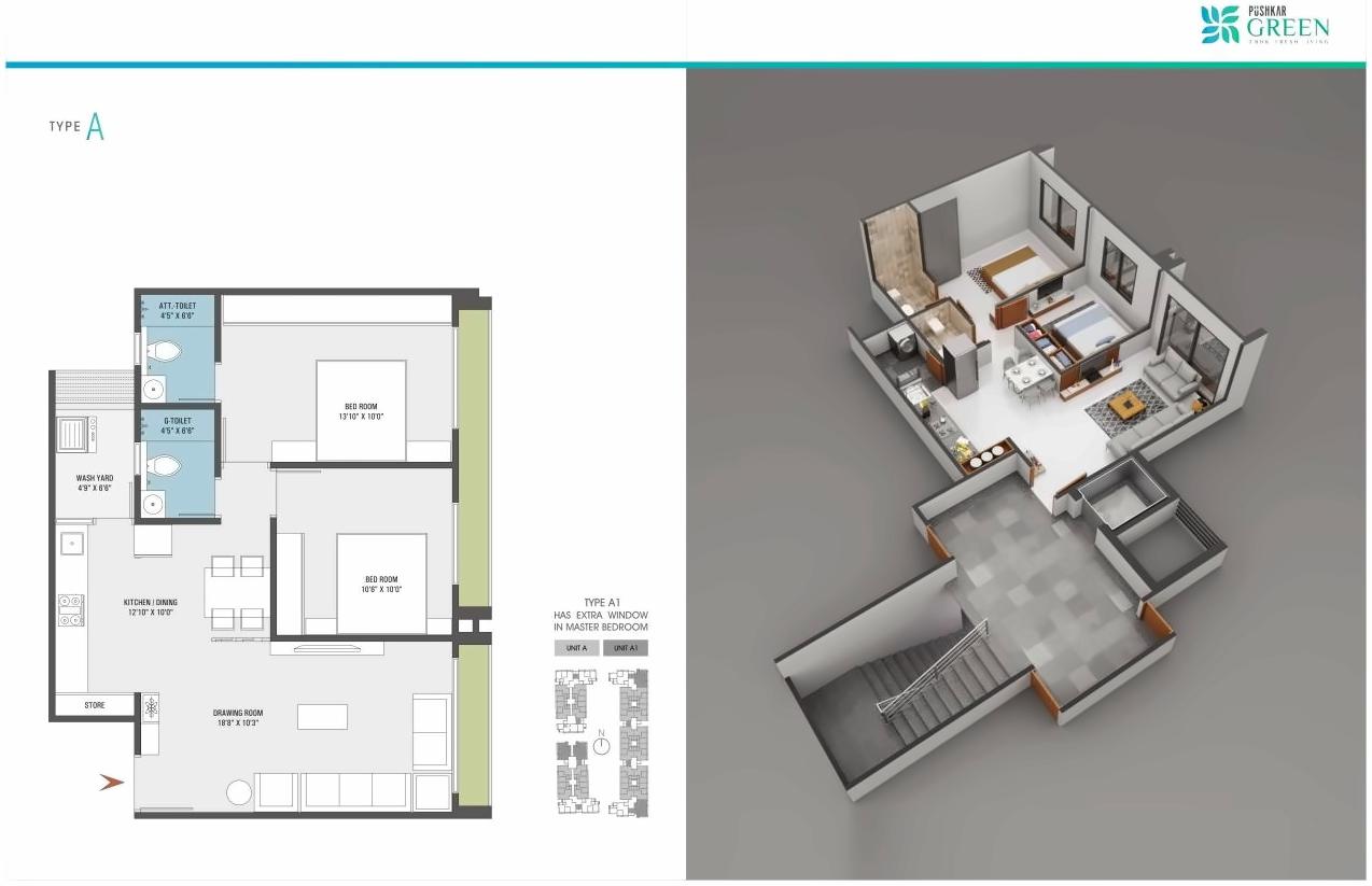 Layout of real estate project Pushkar Green located at Isanpur, Ahmedabad, Gujarat