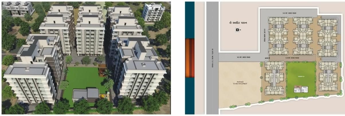 Layout of real estate project Pushkar Heights located at Nikol, Ahmedabad, Gujarat