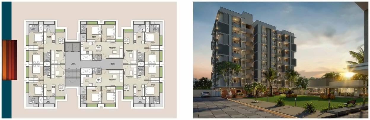 Layout of real estate project Pushkar Heights located at Nikol, Ahmedabad, Gujarat