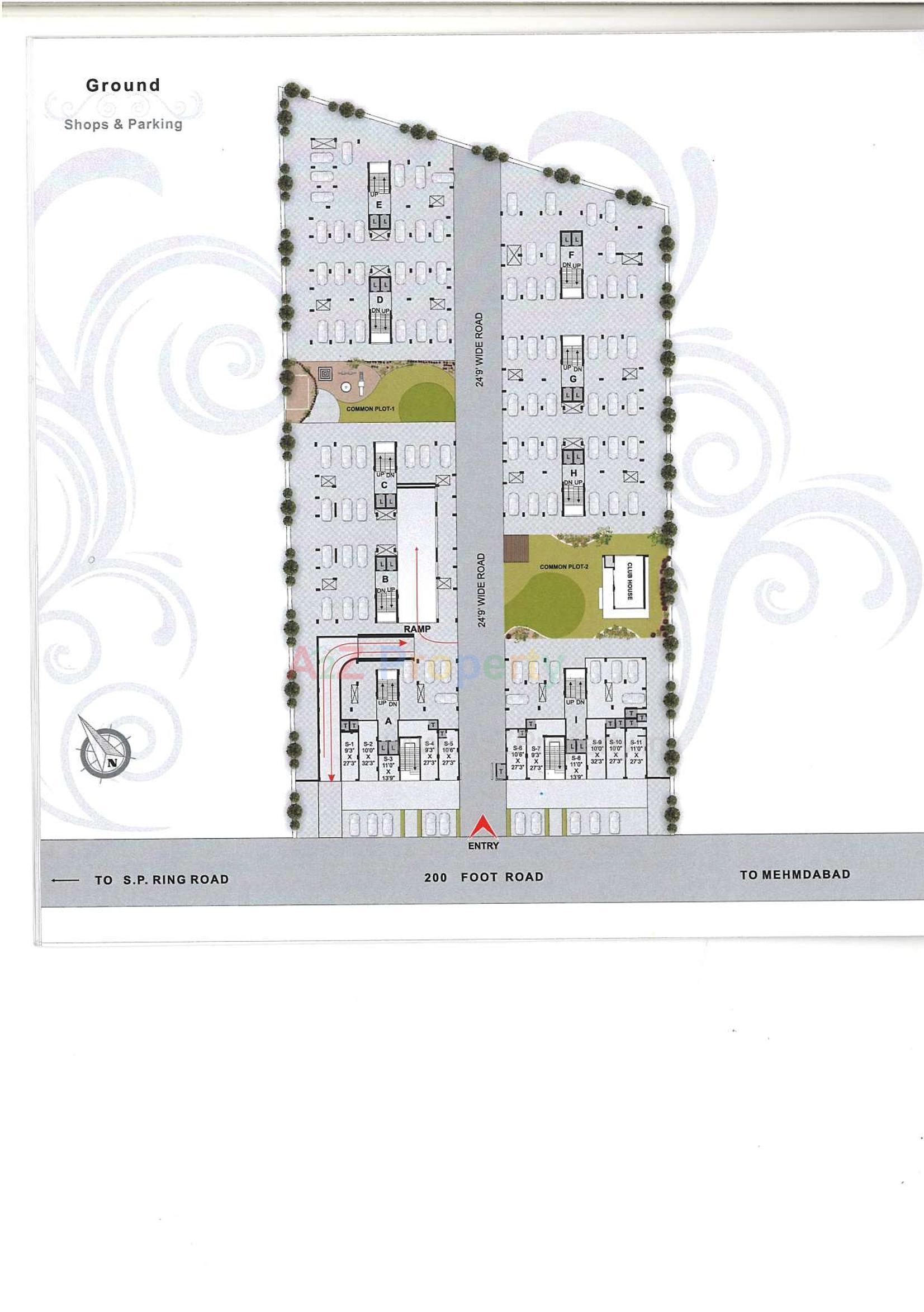 Layout of real estate project Pushkar Hill located at Hathijan, Ahmedabad, Gujarat