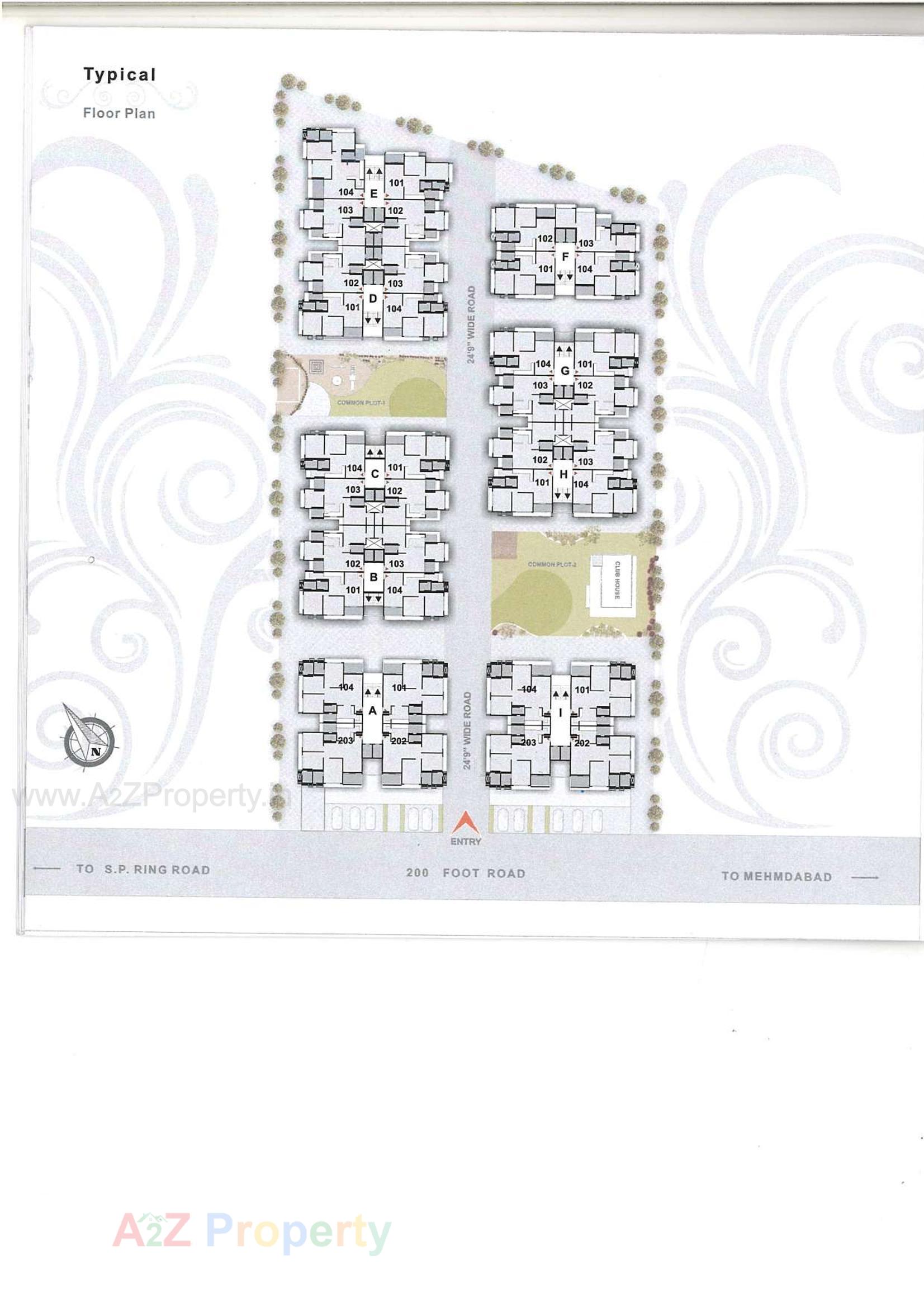 Layout of real estate project Pushkar Hill located at Hathijan, Ahmedabad, Gujarat