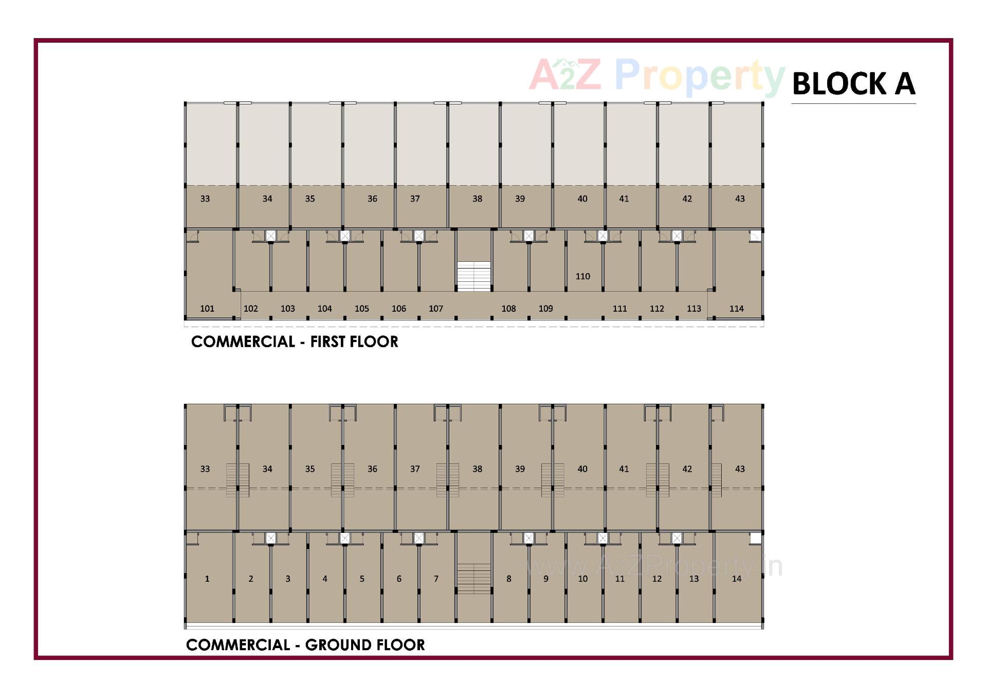 Layout of real estate project Pushkar Industrial Hub located at Ramol, Ahmedabad, Gujarat