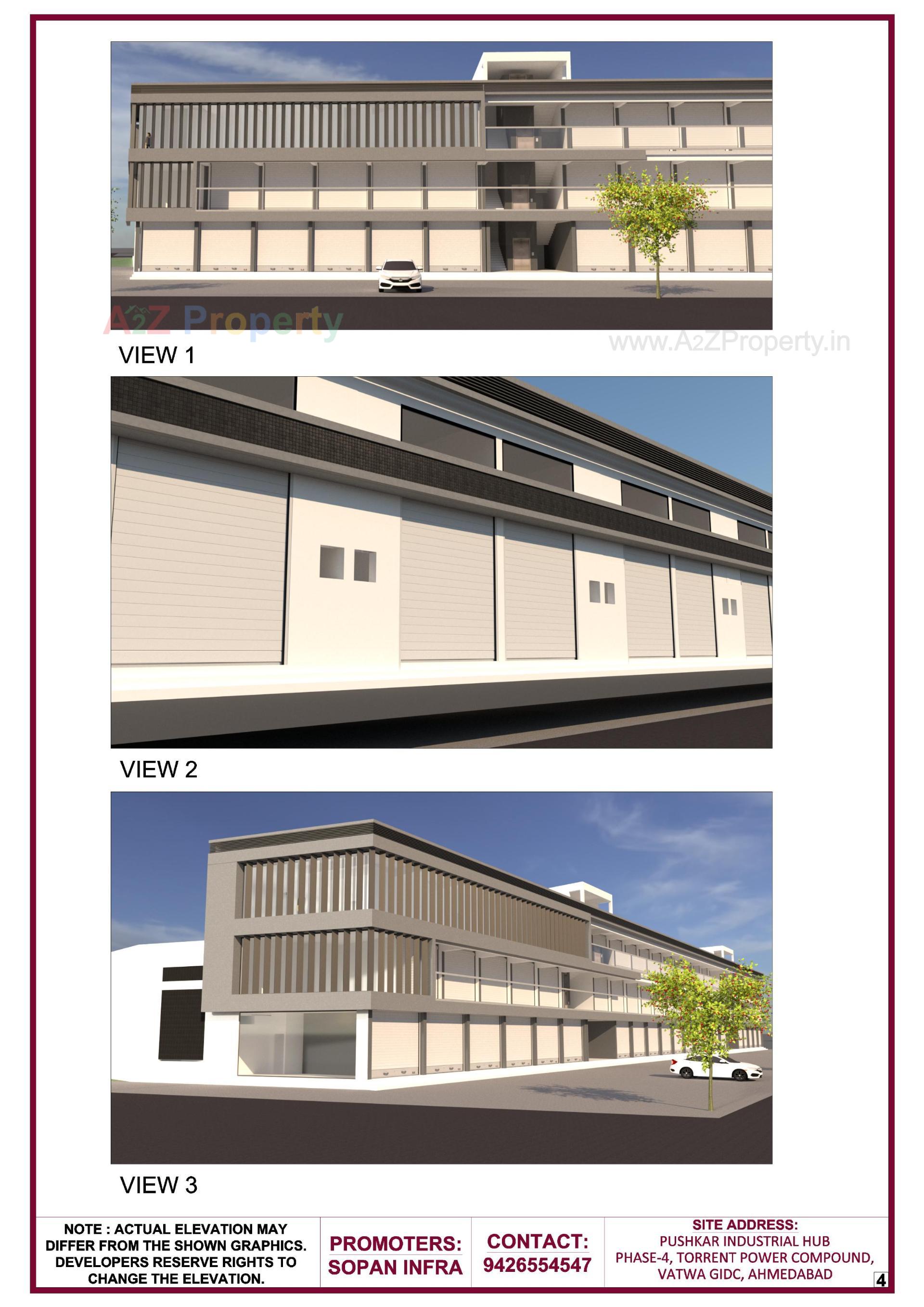 3D Elevation of real estate project Pushkar Industrial Hub located at Ahmedabad, Ahmedabad, Gujarat