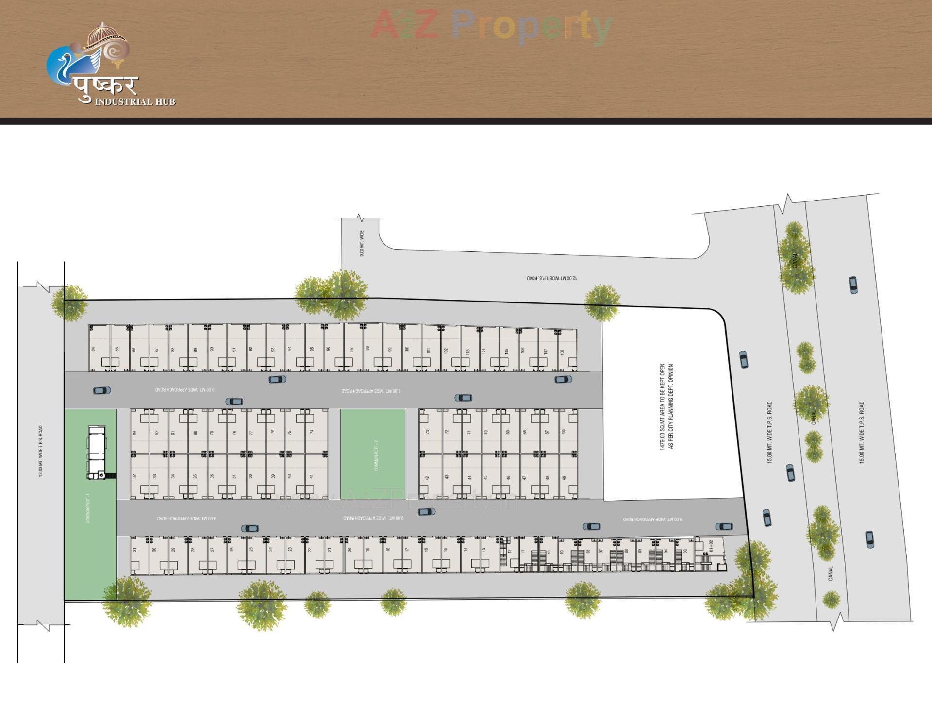 Layout of real estate project Pushkar Industrial Hub located at Vatva, Ahmedabad, Gujarat