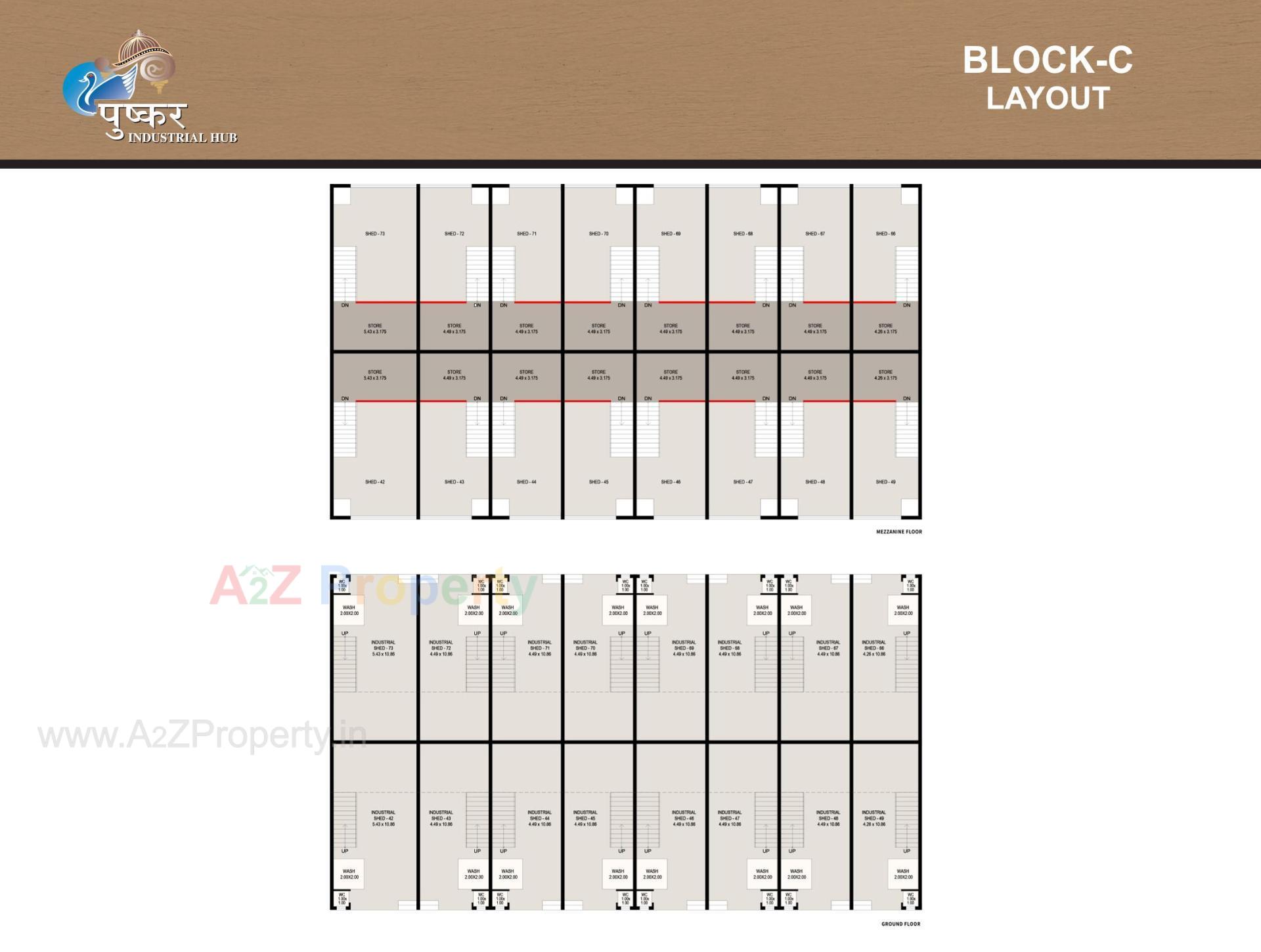 Layout of real estate project Pushkar Industrial Hub located at Vatva, Ahmedabad, Gujarat