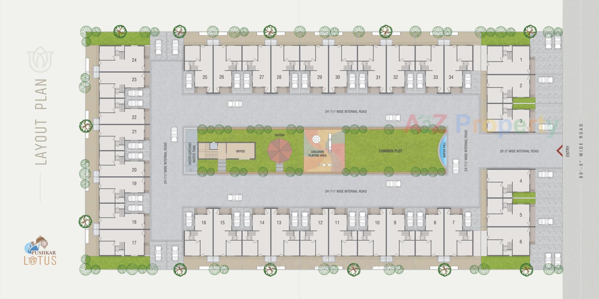 Layout of real estate project Pushkar Lotus located at Singarva, Ahmedabad, Gujarat