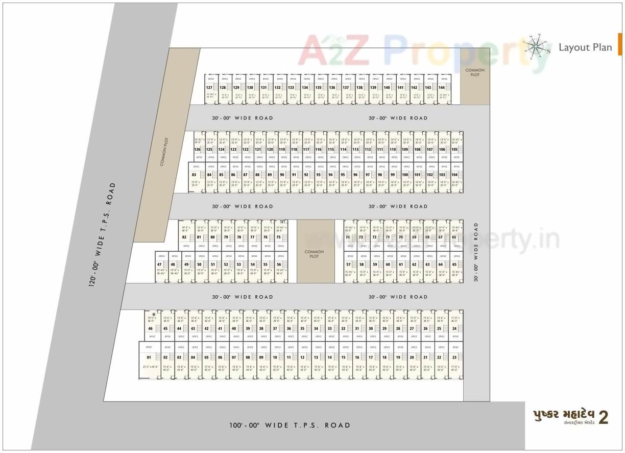 Layout of real estate project Pushkar Mahadev Industrial Estate located at Vatva, Ahmedabad, Gujarat