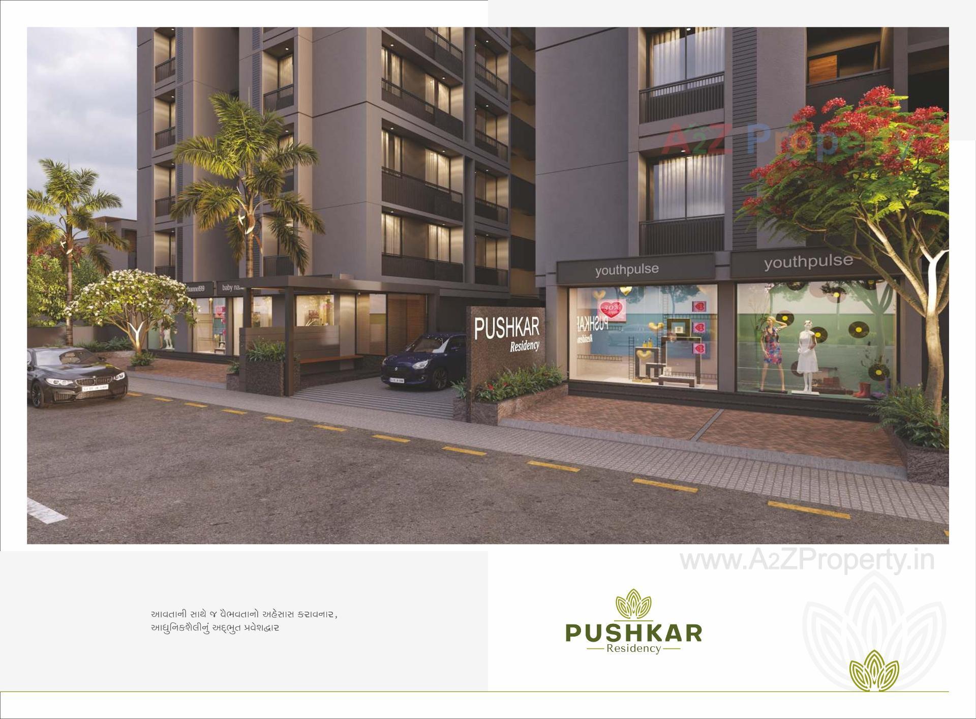 3D Elevation of real estate project Pushkar Residency located at Hanspura, Ahmedabad, Gujarat