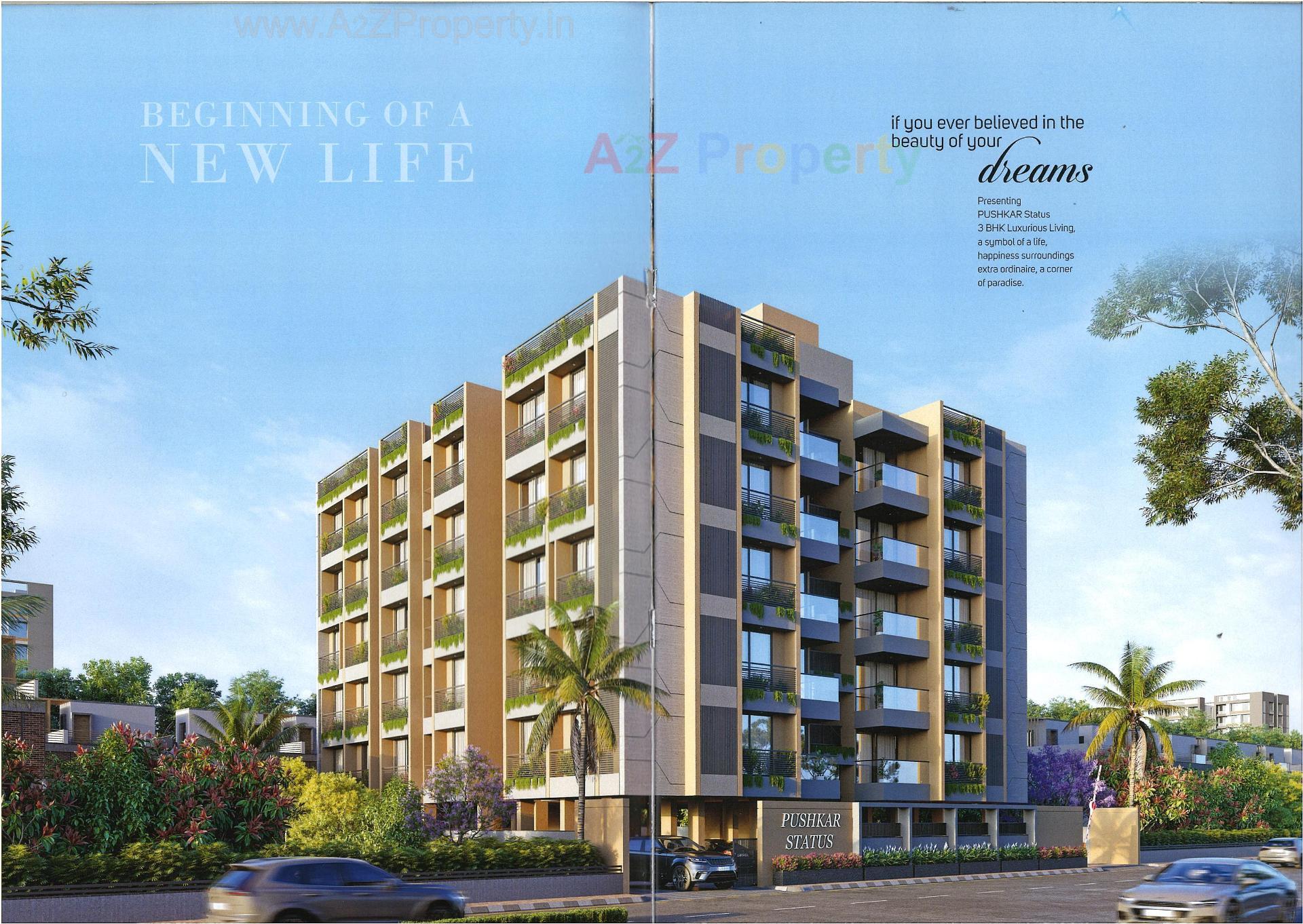 3D Elevation of real estate project Pushkar Status located at Isanpur, Ahmedabad, Gujarat