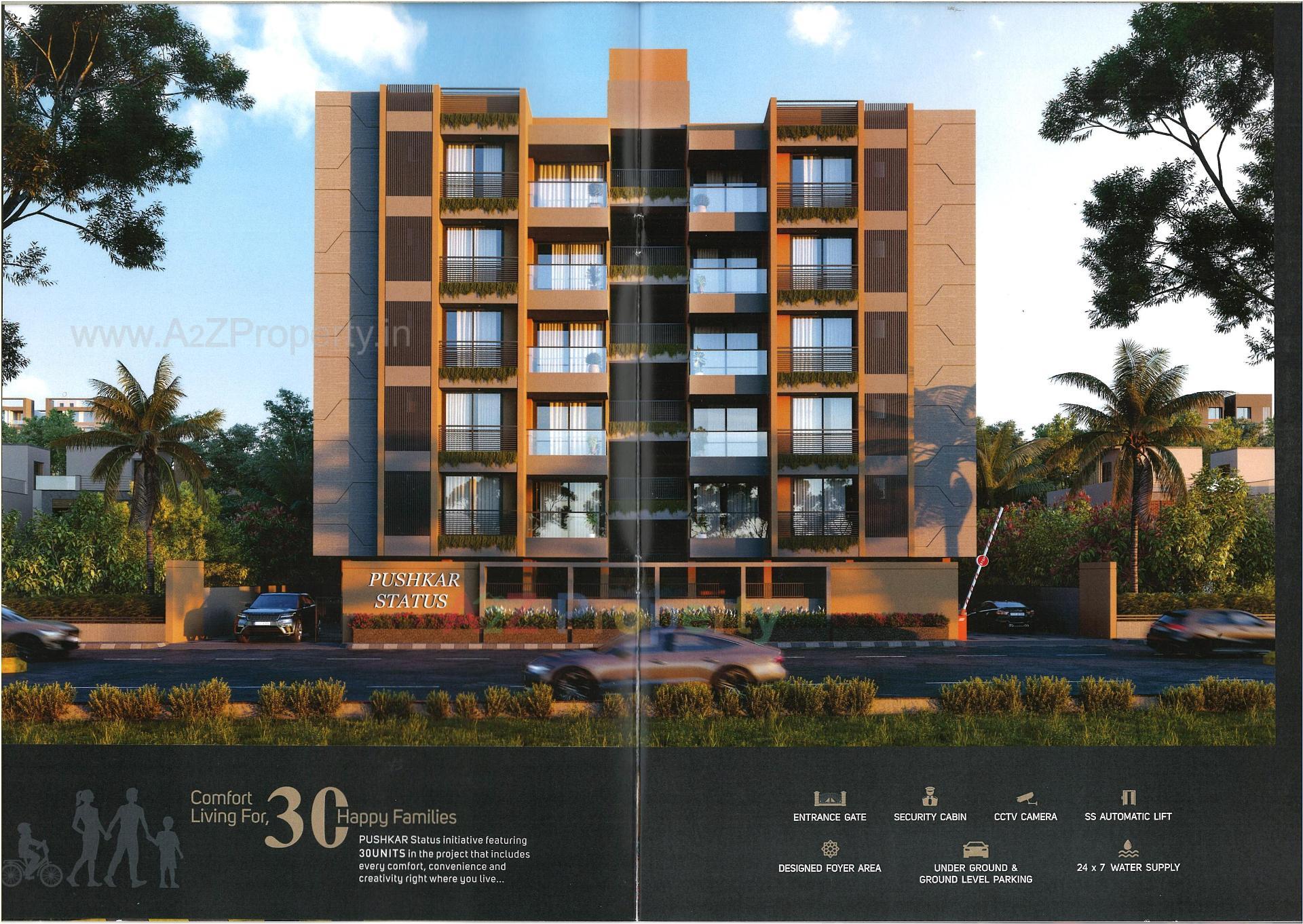 3D Elevation of real estate project Pushkar Status located at Isanpur, Ahmedabad, Gujarat